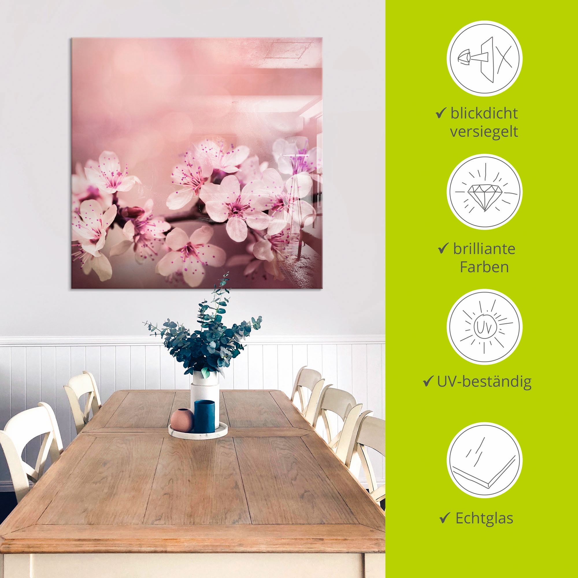 Artland Tableau en verre »Kirschblüten« 1 cuis tlg. in verschiedenen Grössen