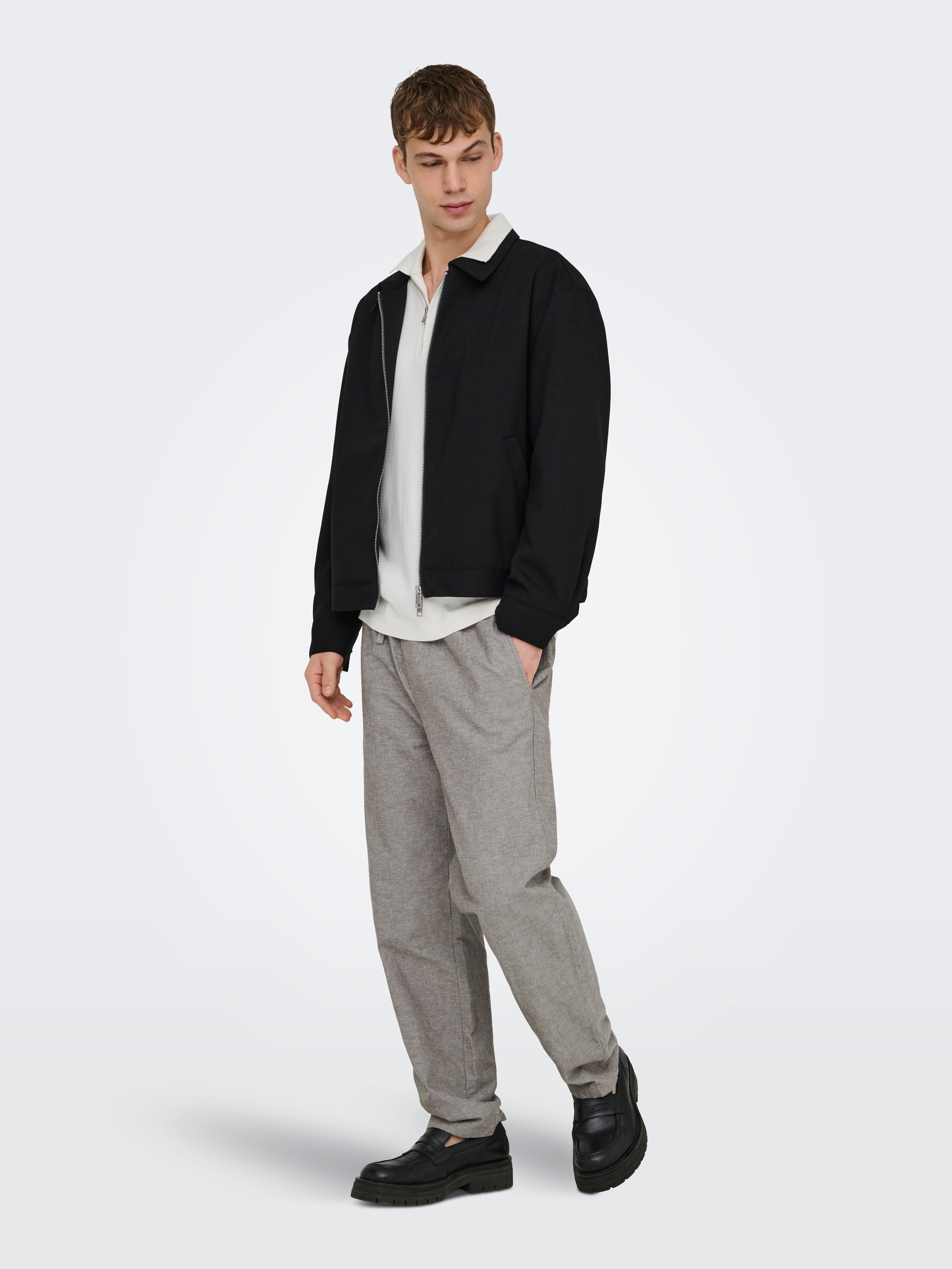 ONLY & SONS Pantalon à enfiler »ONSSINUS LOOSE 0007 COT LIN PANT NOOS«  Coton avec lin, coupe ample