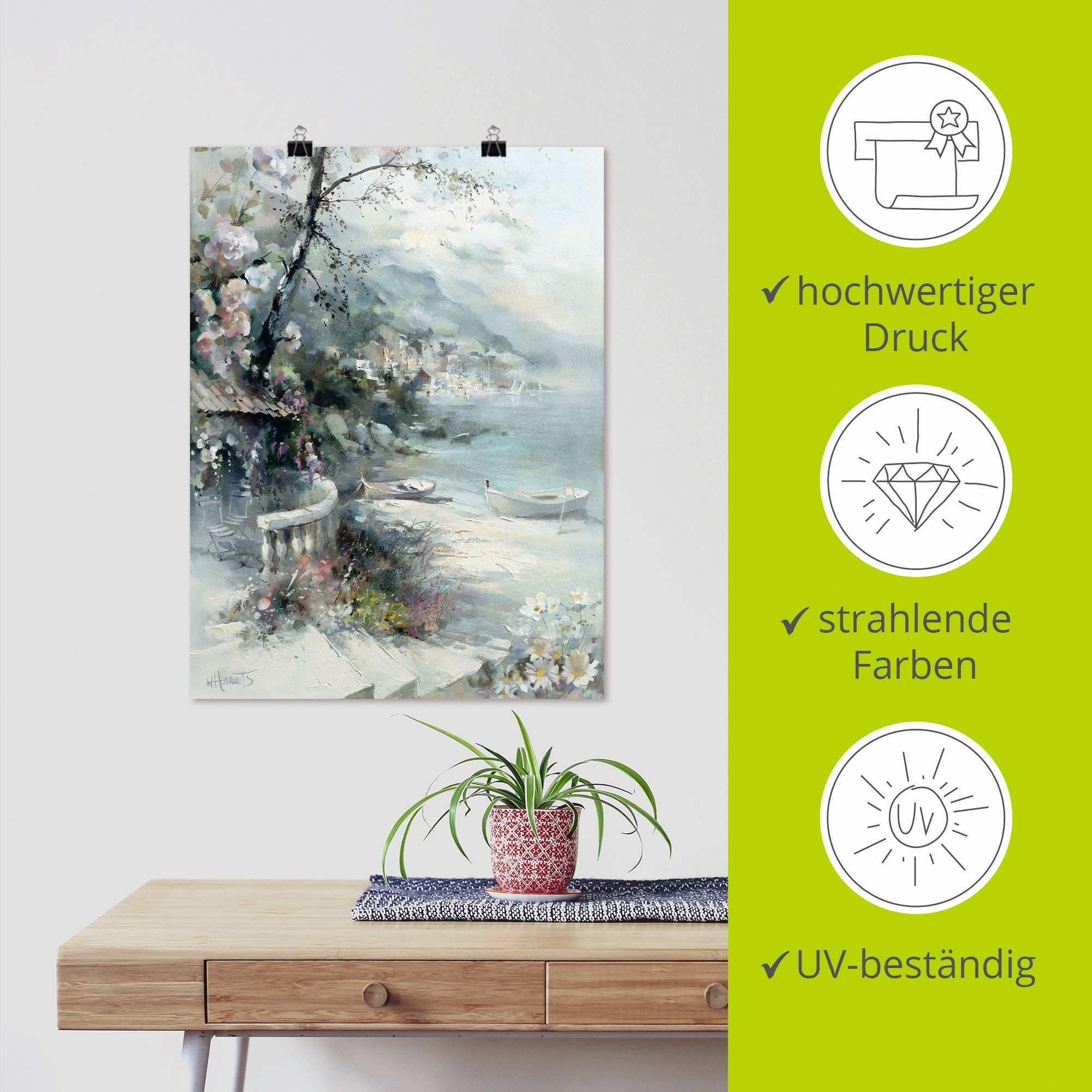 Artland Fresque murale »Buchtseite I« 1 cuis tlg. als Leinwandbild, Poster in verschied. Grössen