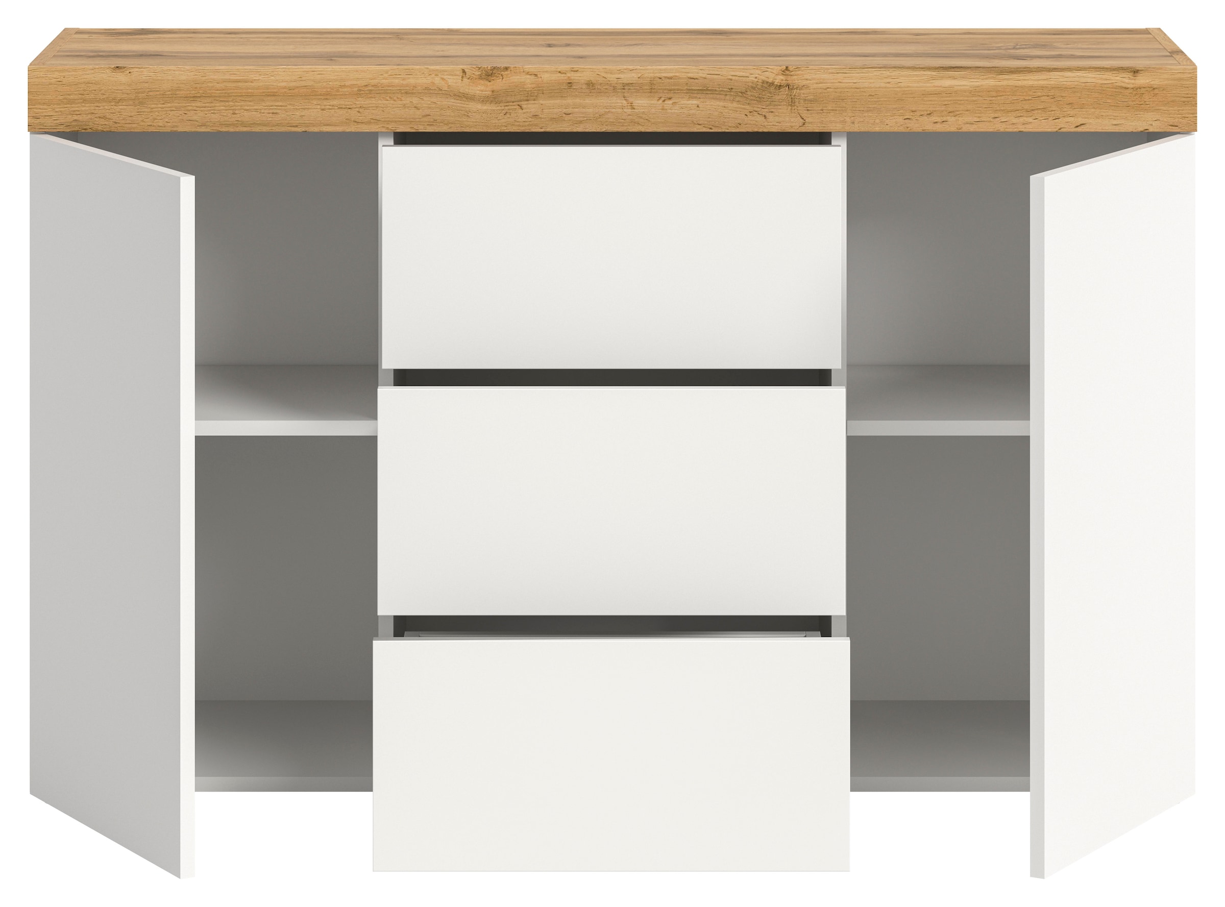 GOODproduct Sideboard »MAMBO, Breite 125cm, 2 Türen, 3 Schubkästen, push-2-open« 2 farbige Ausführung, in verschiedenen Farben erhältlich, 1 cuis tlg. Sideboard, Kommode, Wohnzimmer, Flur, Arbeitszimmer