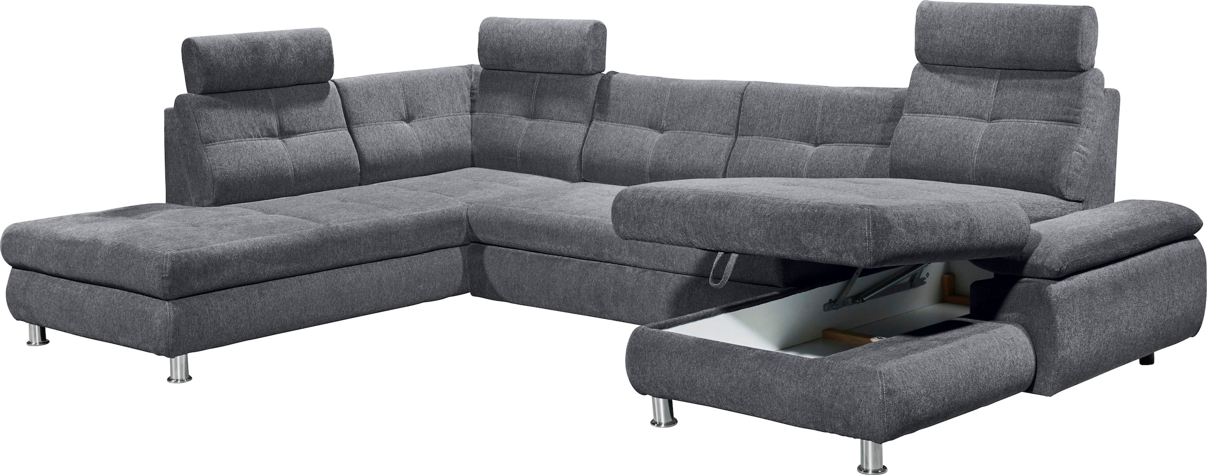 ED EXCITING DESIGN Paysage de salon »Alba U-Form« mit Bettfunktion, Bettkasten, Armteilverstellung & Kopfstützen