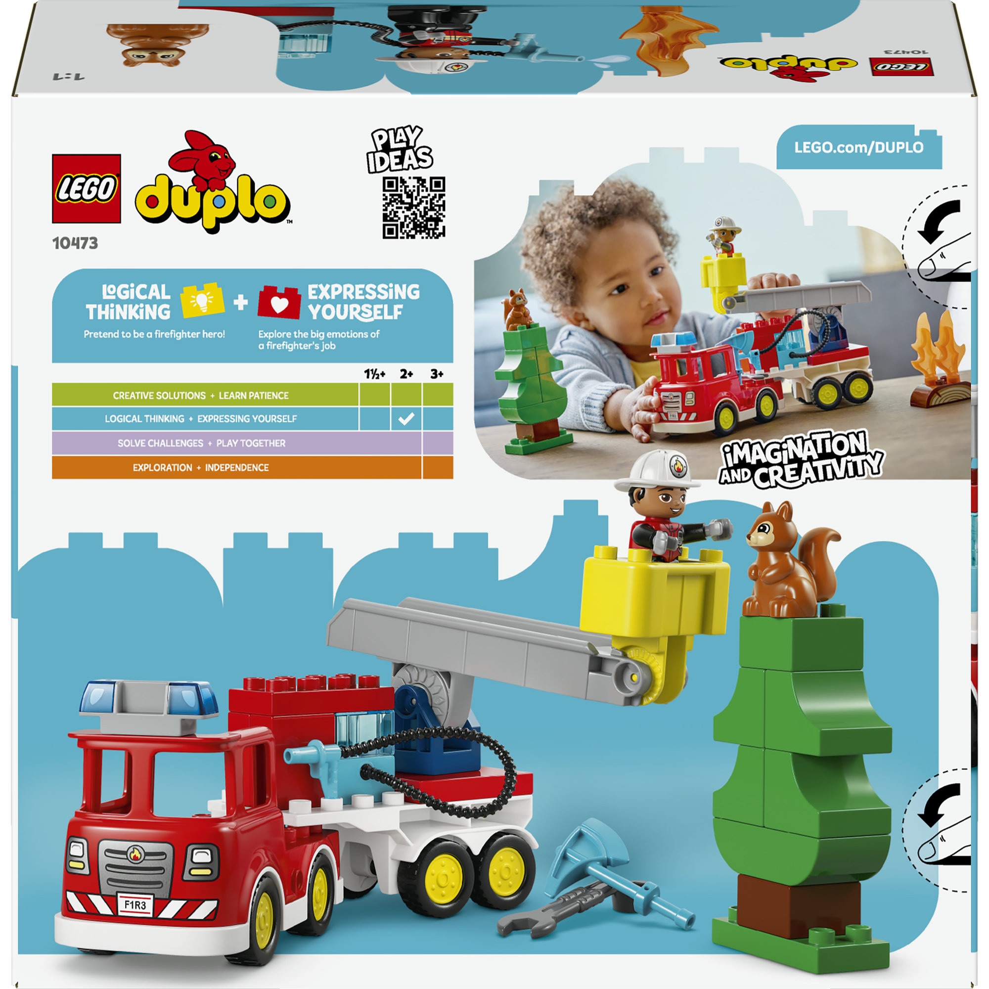 LEGO® Konstruktionsspielsteine »Löschauto mit Schlauch und Feuerwehrmann (10473), LEGO DUPLO Town«