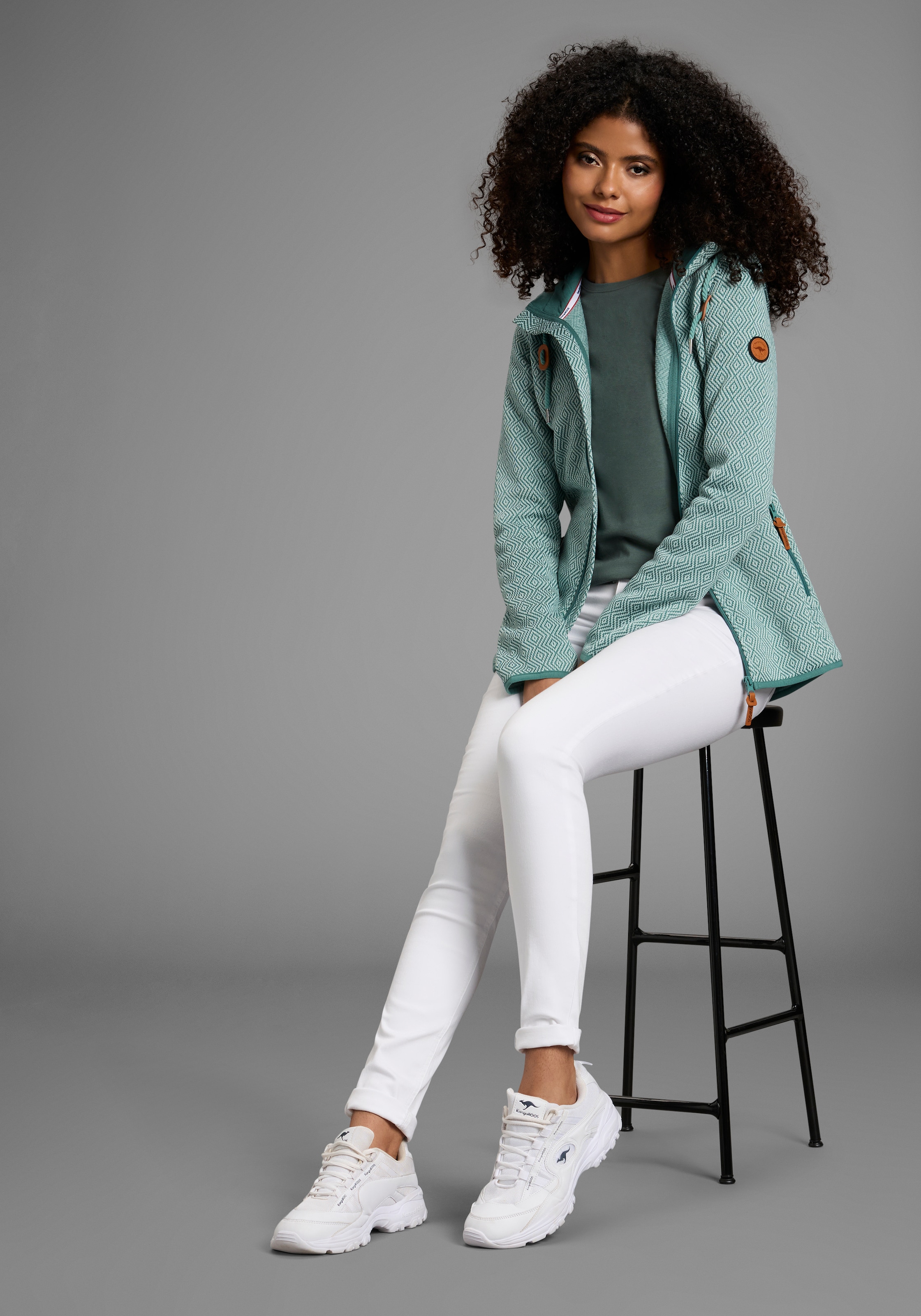 KangaROOS Veste polaire mit Kapuze gemusterte Struktur, mit Kapuze