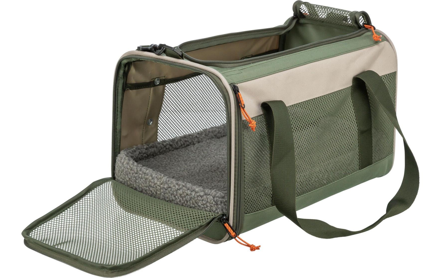 TRIXIE Sac de transport pour animaux »Marlon 27 x 27 x 43 cm« Plaque de fond rembourrée, laisse courte intégrée empêche de sauter dehors