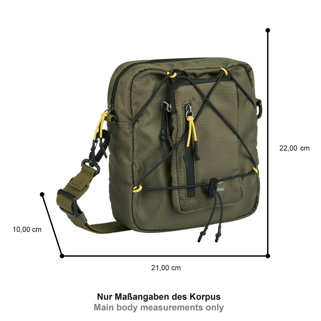 camel active Umhängetasche »Shores« Ultraleicht mit sportiver Schnürung abnehmbare Pouch & Reflektdetails