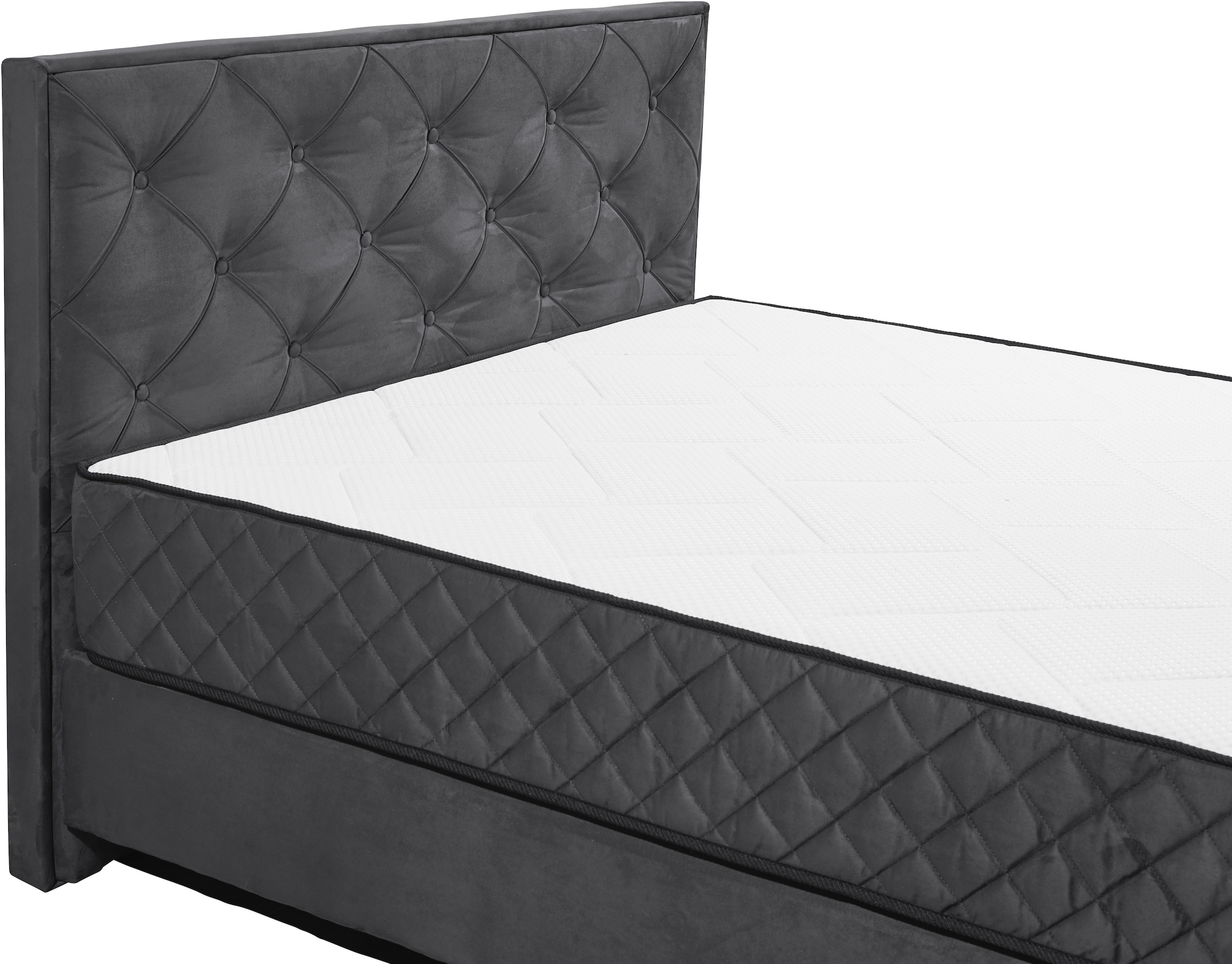ED EXCITING DESIGN Lit de boxe »Monroe inkl. Bettkasten, erhältlich in den Breiten 160cm & 180cm« matelas duo - côté ferme avec natte de coco