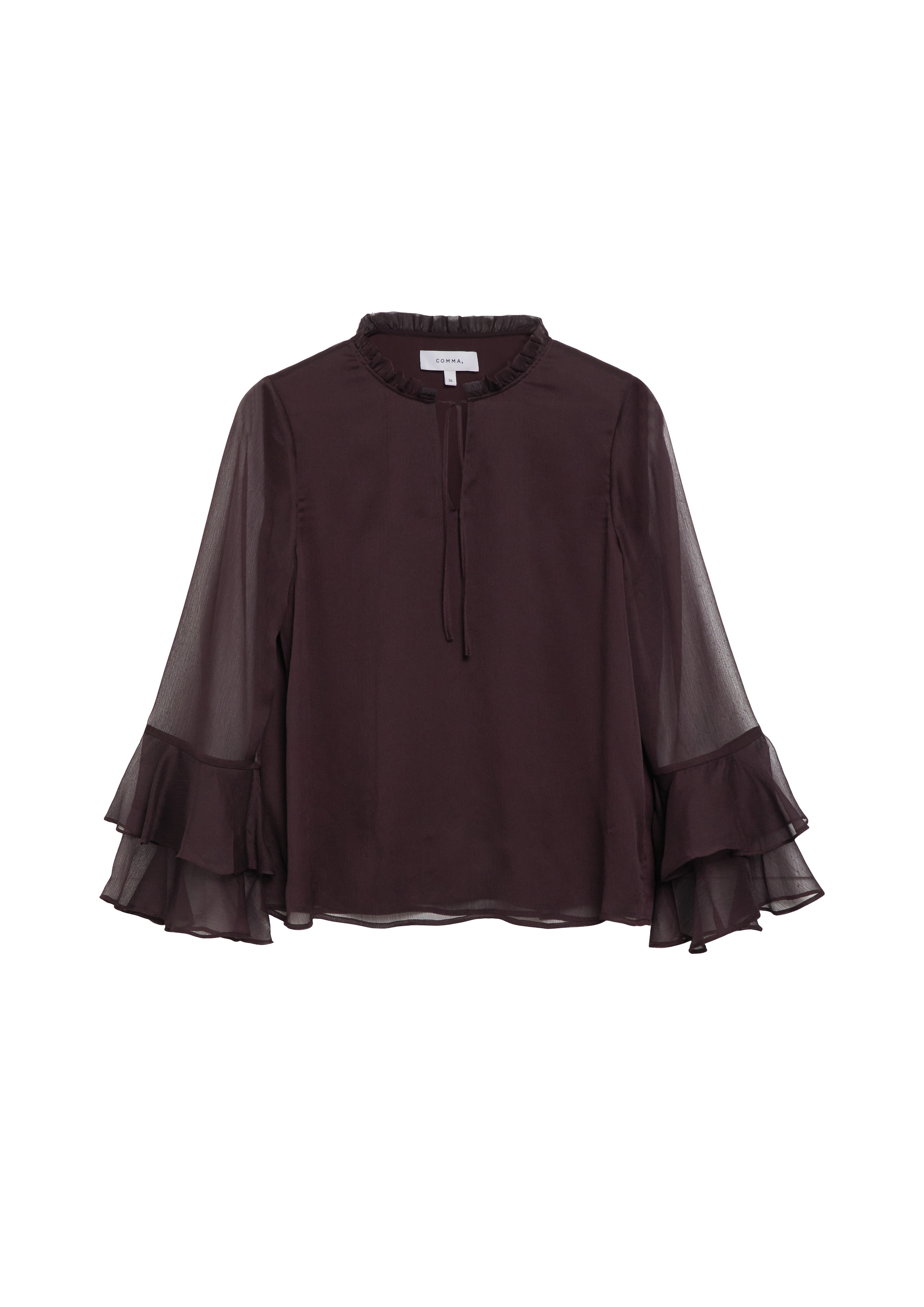 Comma Blouse en mousseline mit Volant-Ärmeln im Layer-Look