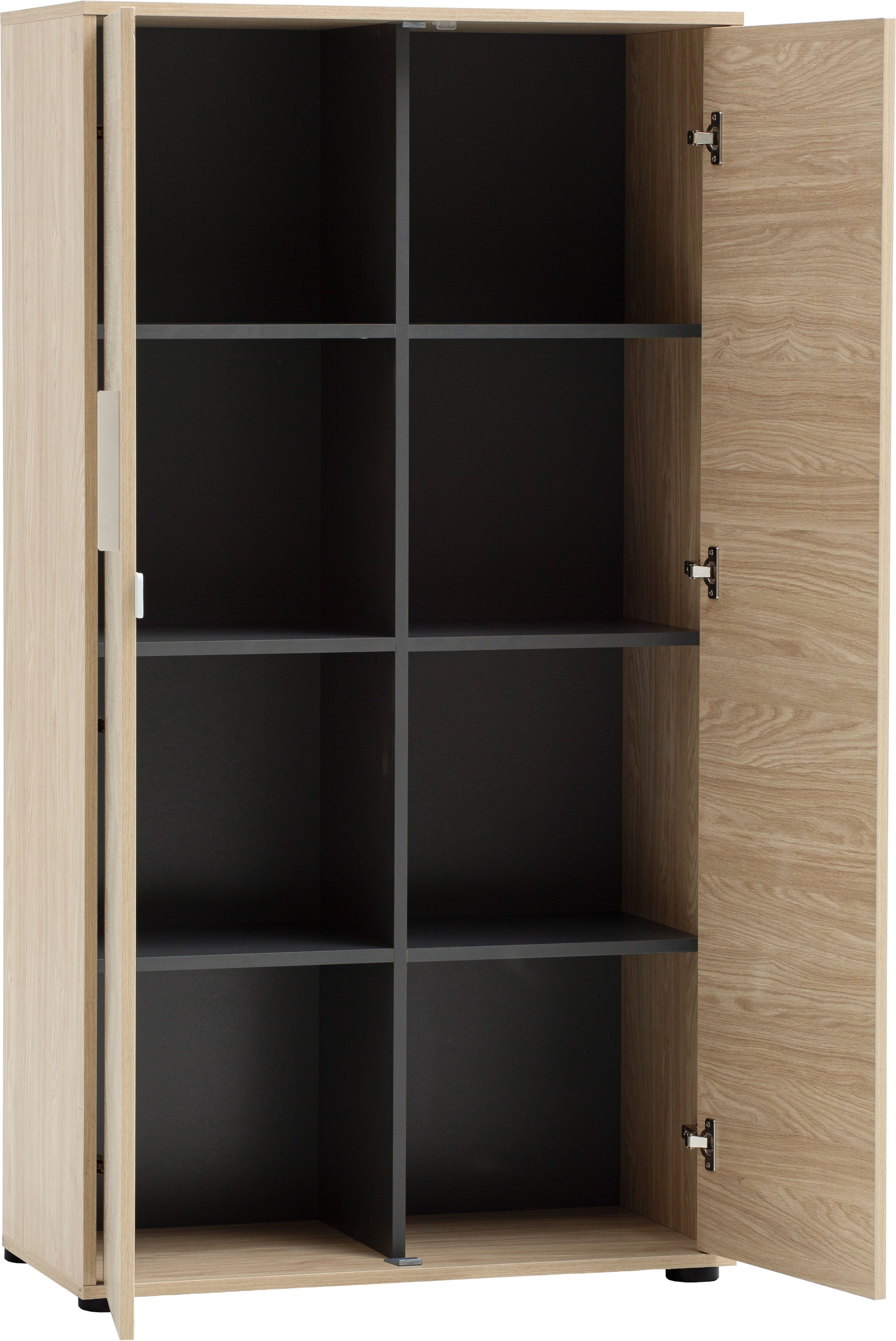 Schildmeyer Armoire de classement »AREZZO, Höhe 150 cm, 2 Türen, Fischgräten Dekor, MADE IN GERMANY« 1 cuis tlg. Porte gauche avec décor en chevrons, FABRIQUÉ EN ALLEMAGNE