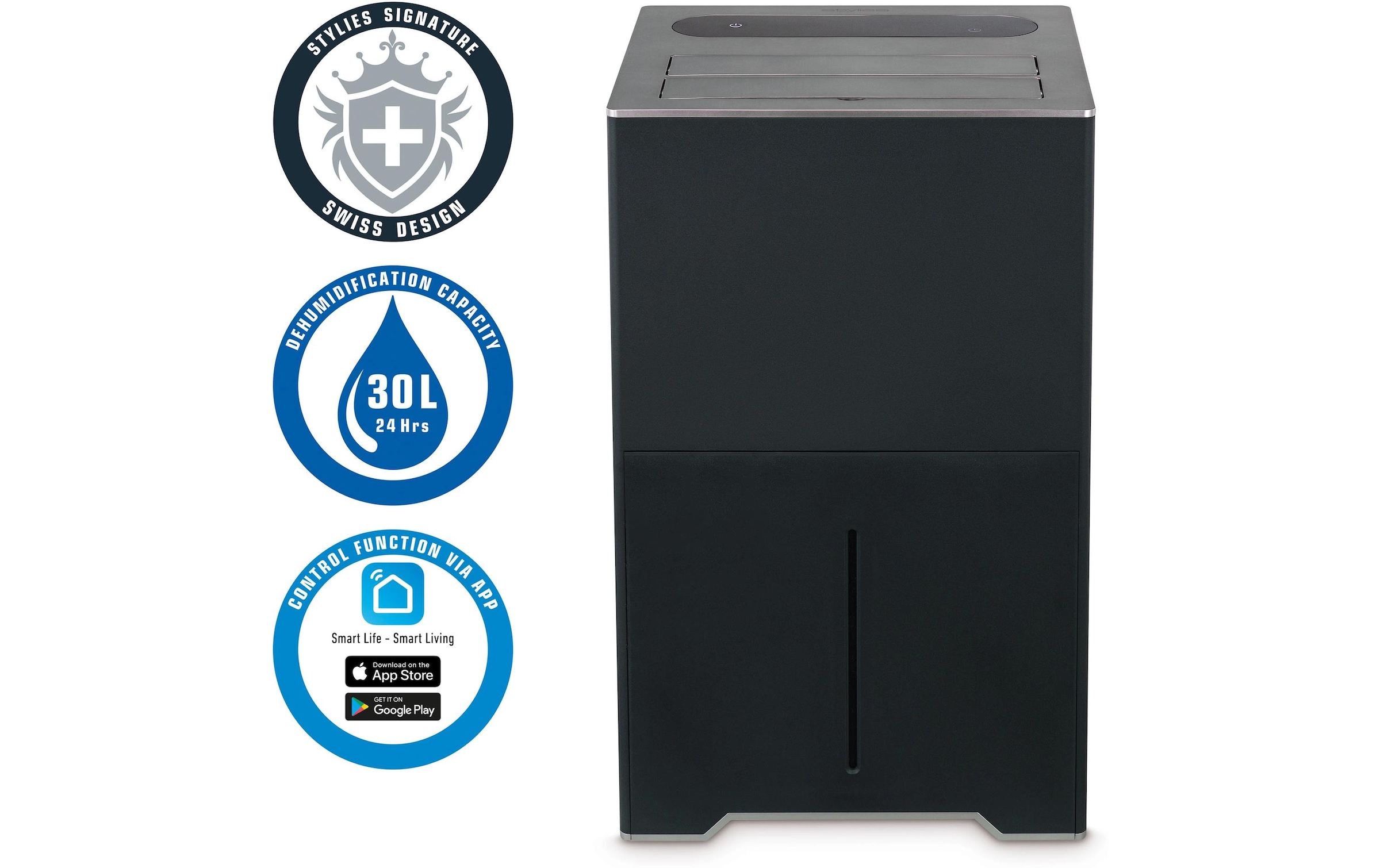   Déshumidificateur d'air »Stylies by Koenig Jupiter 135 m²« für 135 m³ Räume Entfeuchtung 30 l/Tag Tank 3,8 l