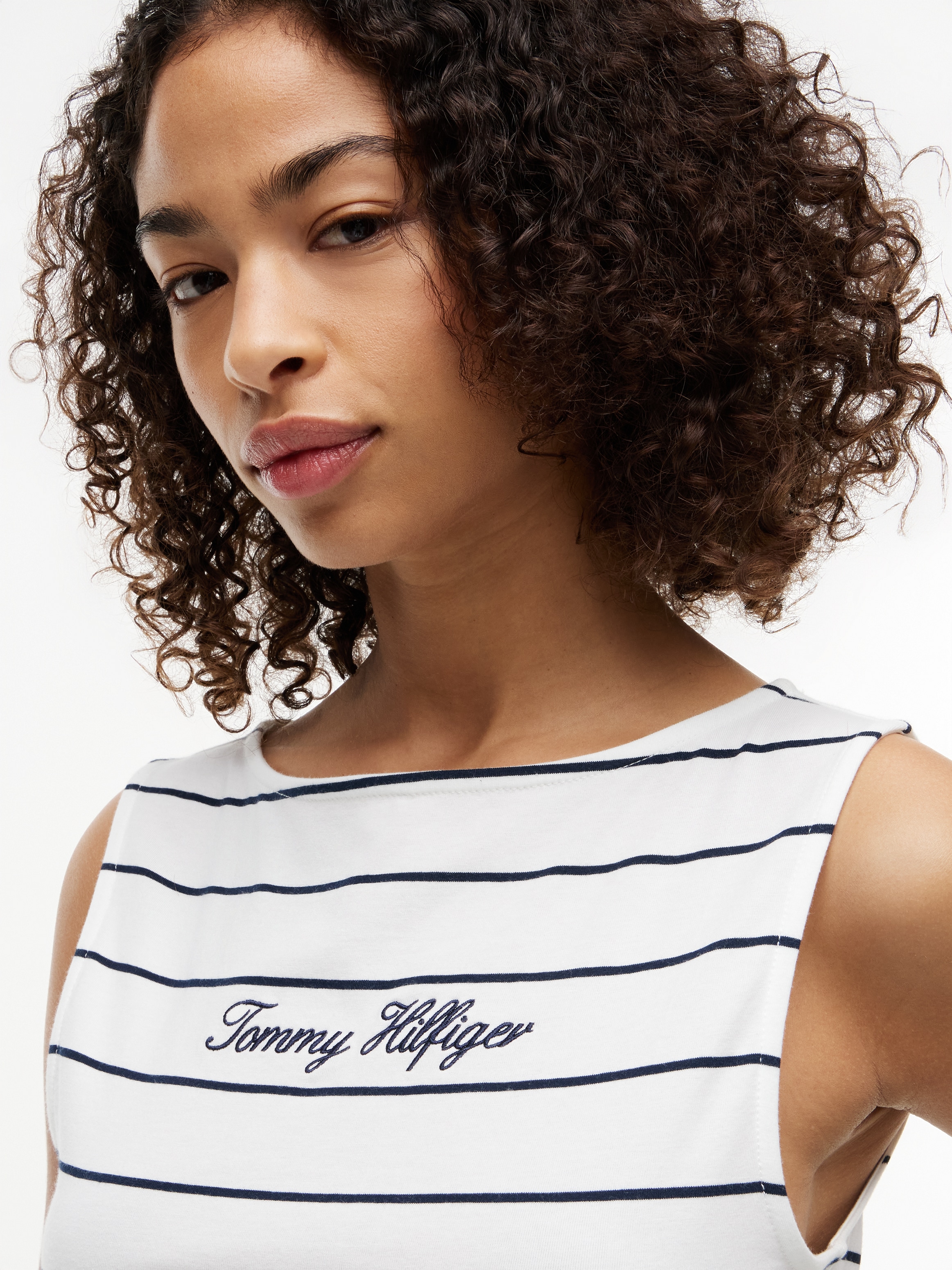 Tommy Hilfiger Débardeur »CLASSIC SCRIPT BOAT-NK TOP« Baumwollmischung, U-Boot Ausschnitt