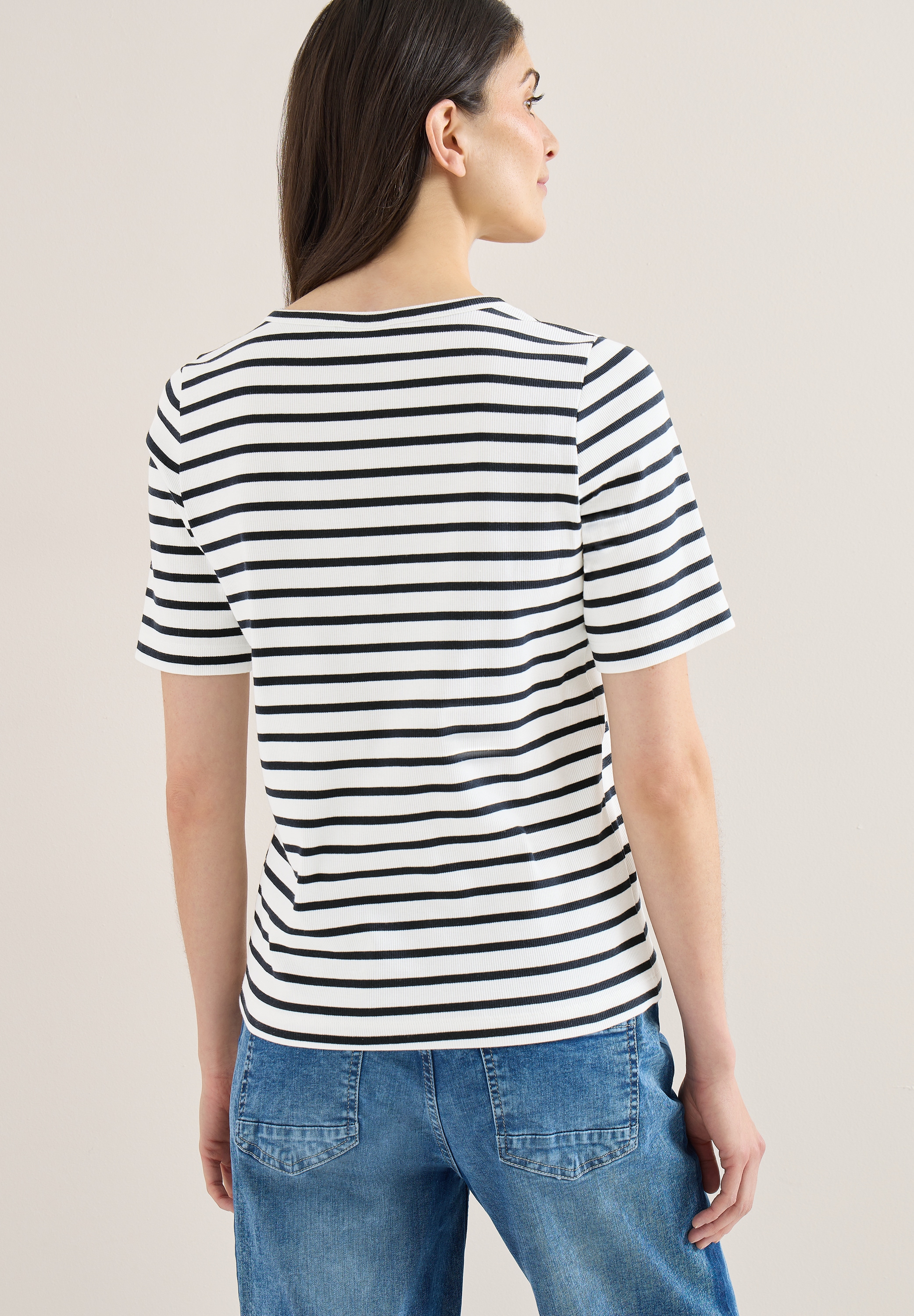 Cecil Shirt à col rond in Streifen-Optik