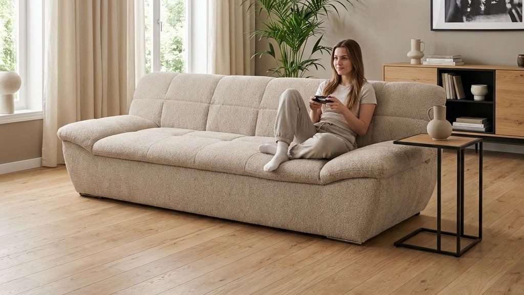 GOODproduct 3-places »Saltrum 232 cm breit, formschön, komfortabel« avec surpiqûres décoratives dans le dossier et l'assise, revêtement facile d'entretien