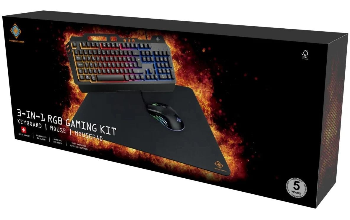 DELTACO Clavier de jeu »Set GAM-113 V2 3-in-1 RGB« ()
