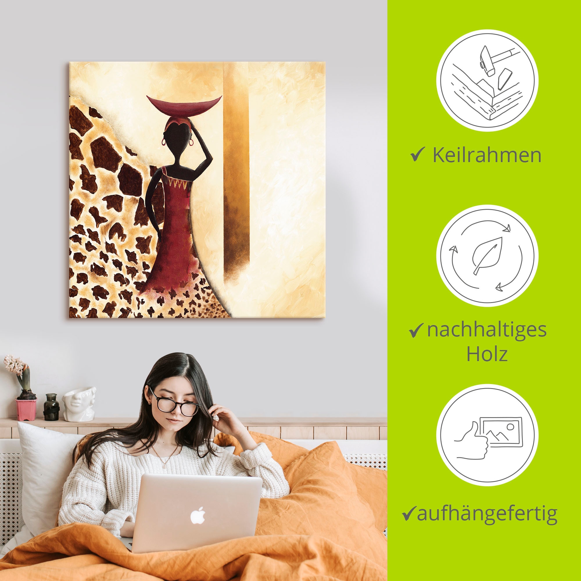 Artland Leinwandbild »Afrikanische Frau II« Frau 1 Stk. tlg. auf Holzrahmen gespannt