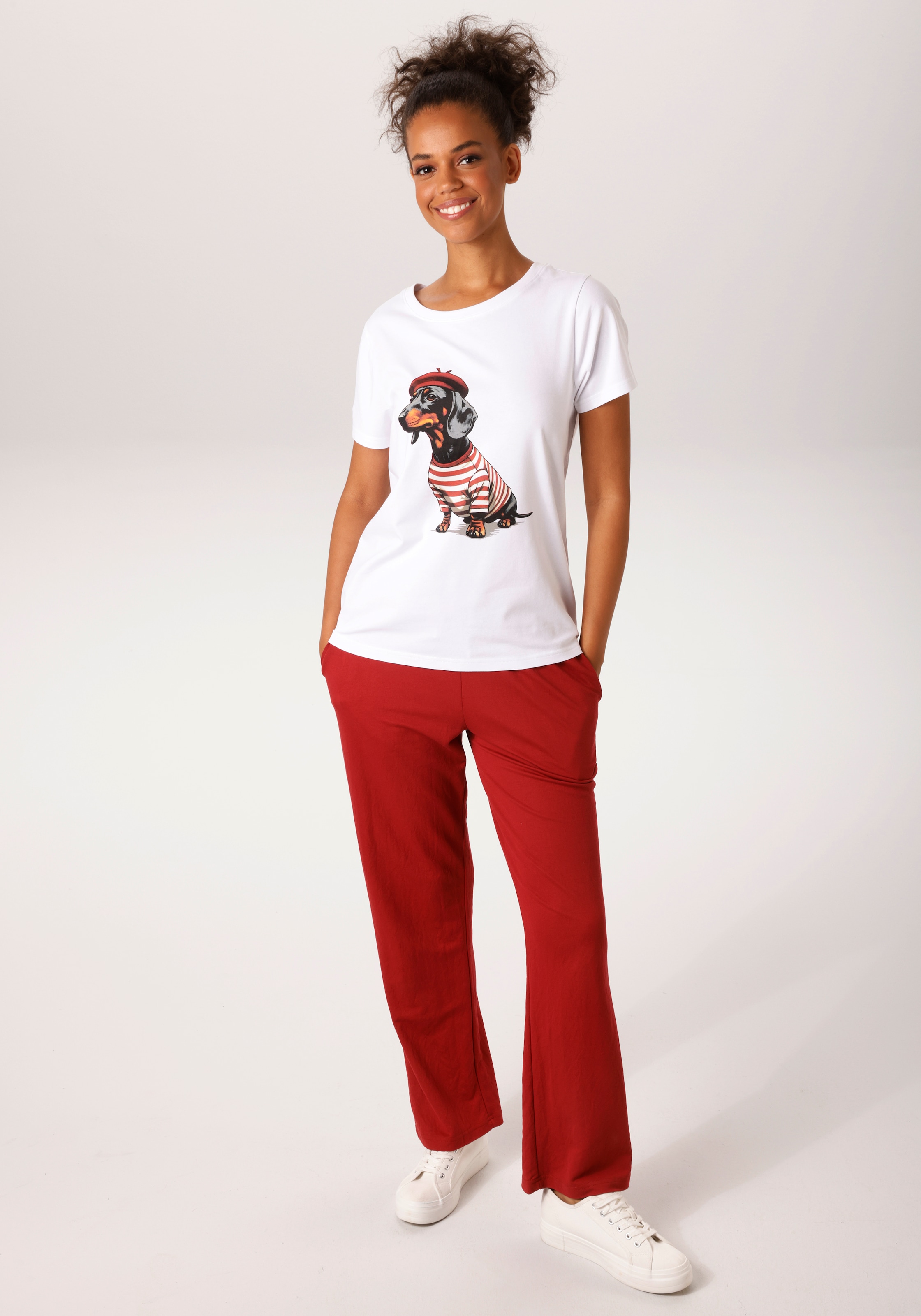 Aniston CASUAL T-shirt imprimé avec un teckel ou un carlin - à vous de choisir