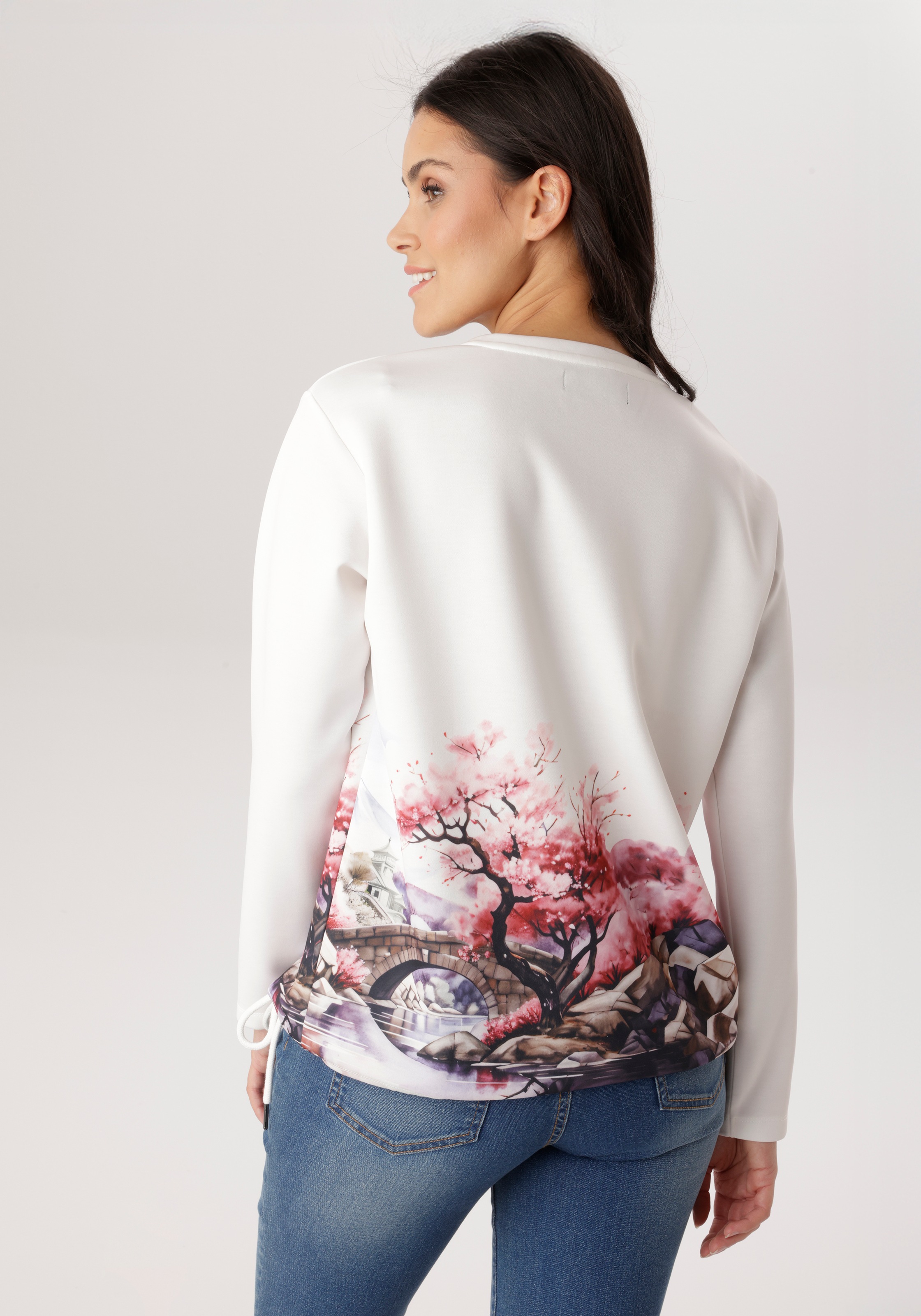 Aniston SELECTED Sweatshirt , mit malerischen Druck vorne und hinten - NEUE KOLLEKTION
