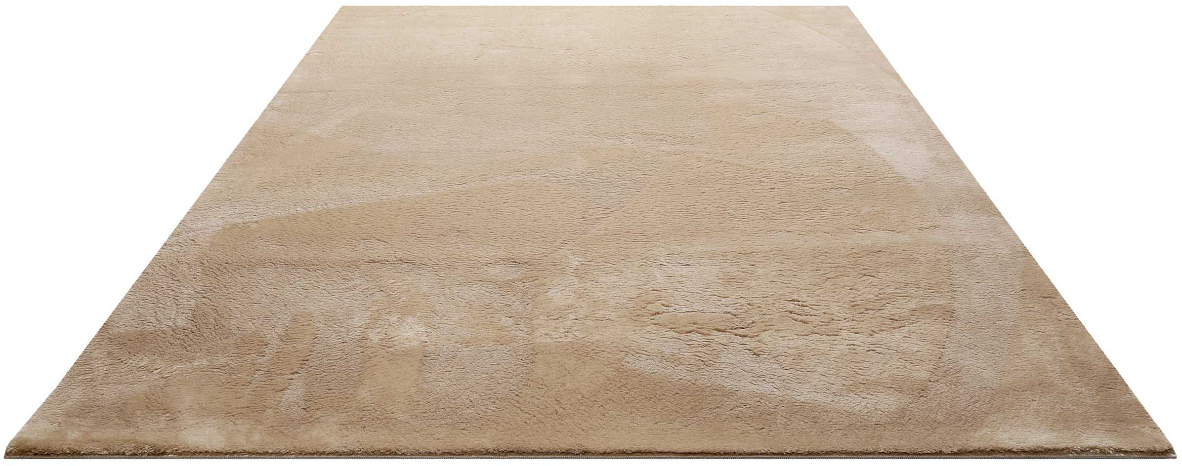 Homie Living Teppich »Lago« rechteckig 19 mm Höhe Kurzflor, Uni Farben, ideal im Wohnzimmer & Schlafzimmer