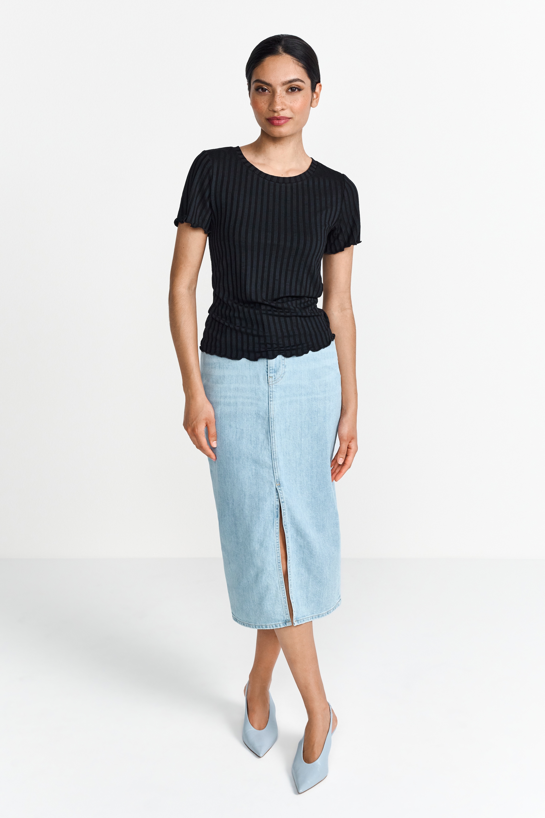 RICHROYAL T-shirt à manches courtes Mit gewelltem Saum an Rumpf und Ärmeln