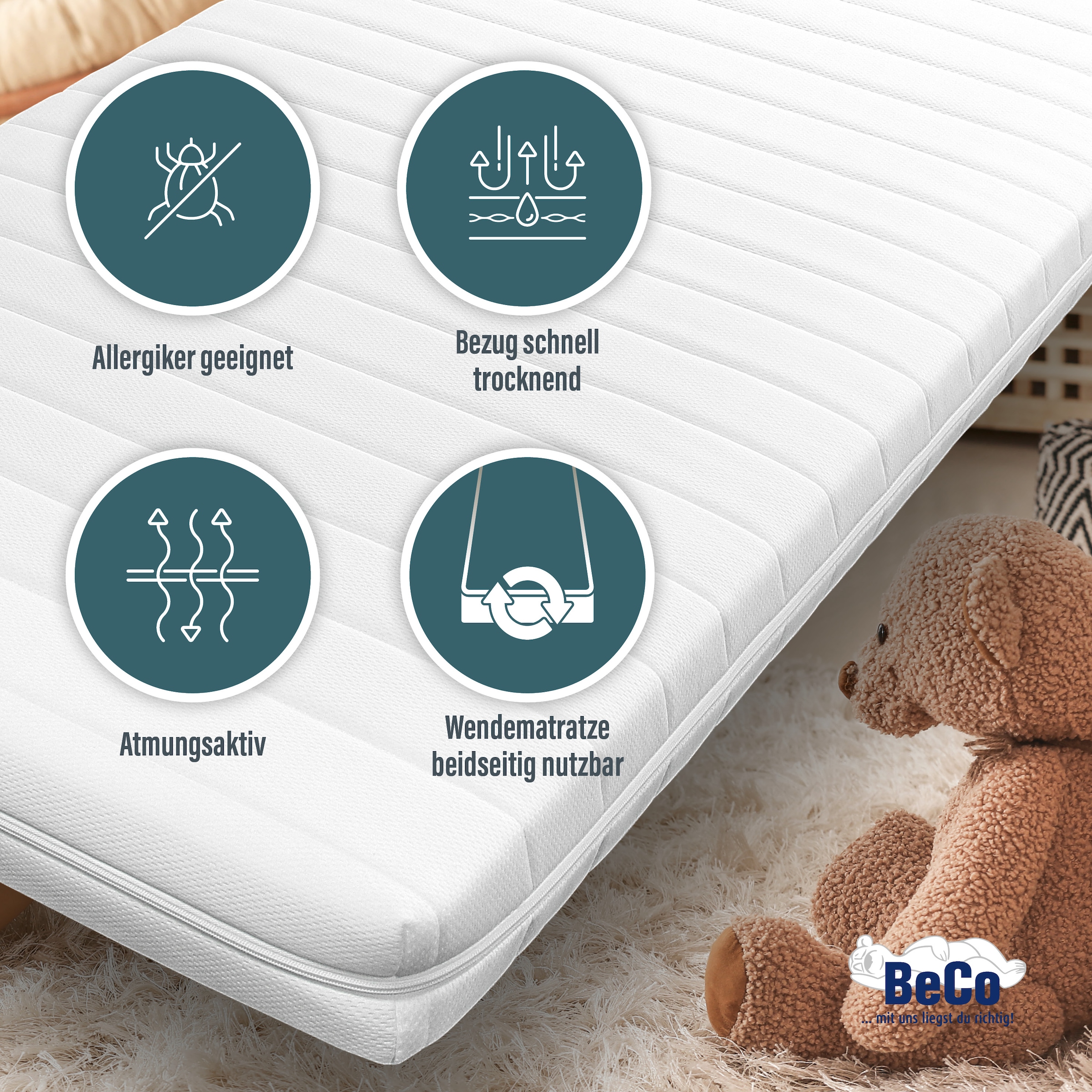 Beco Kindermatratze »Kindermatratze BeCo Kaja, ergonomisch, hygienisch und strapazierfähig« 11 cm hoch Raumgewicht: 35 kg/m³ 1 Stk. tlg. Note GUT (2,2) der Preistipp bei Stiftung Warentest  (Ausgabe 09/2024)