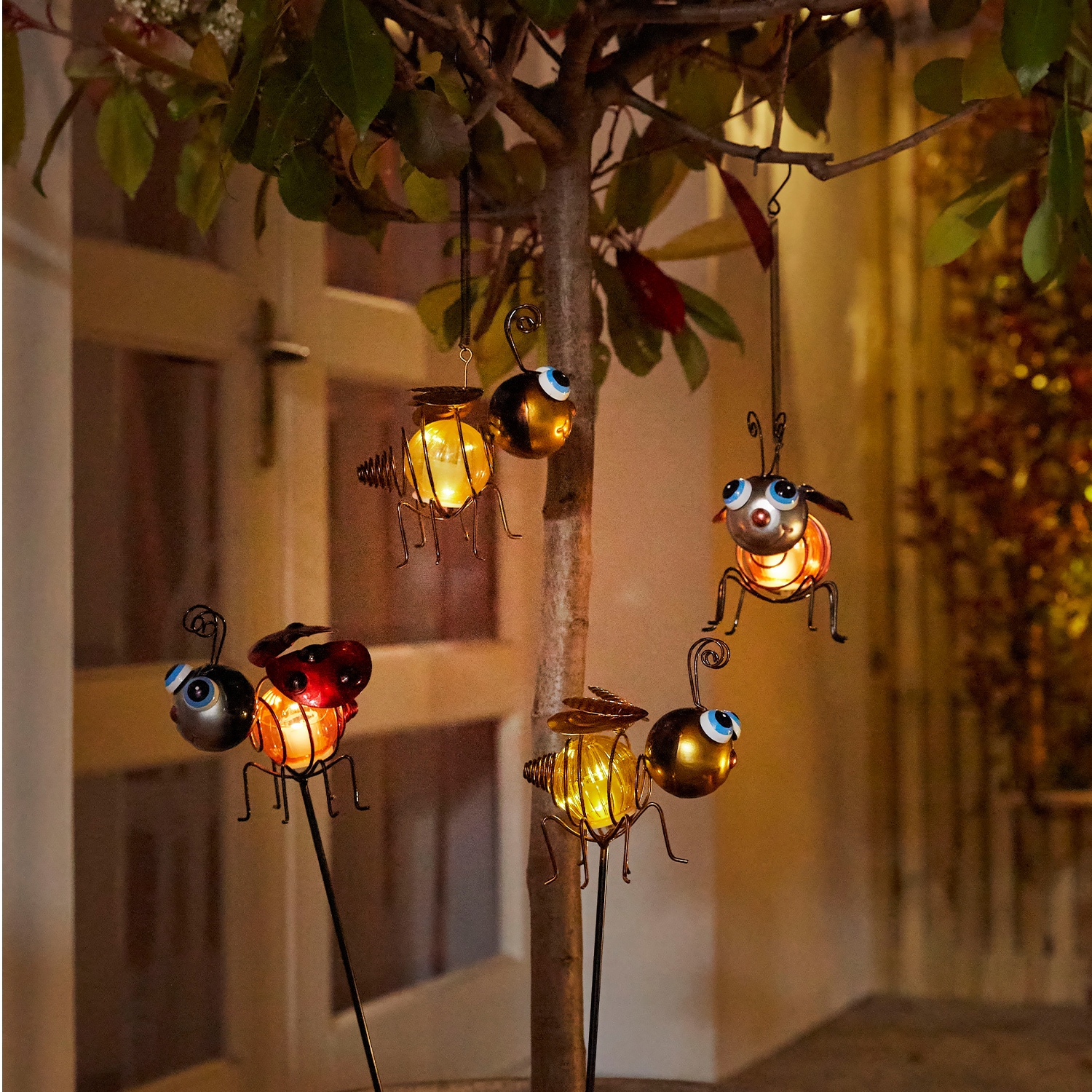 LUXFORM Hängeleuchte »Solar - 1x Biene und 1x Marienkäfer - 2 Stück« LED-Modul 2 Stk. Dekoratives Gartenornament