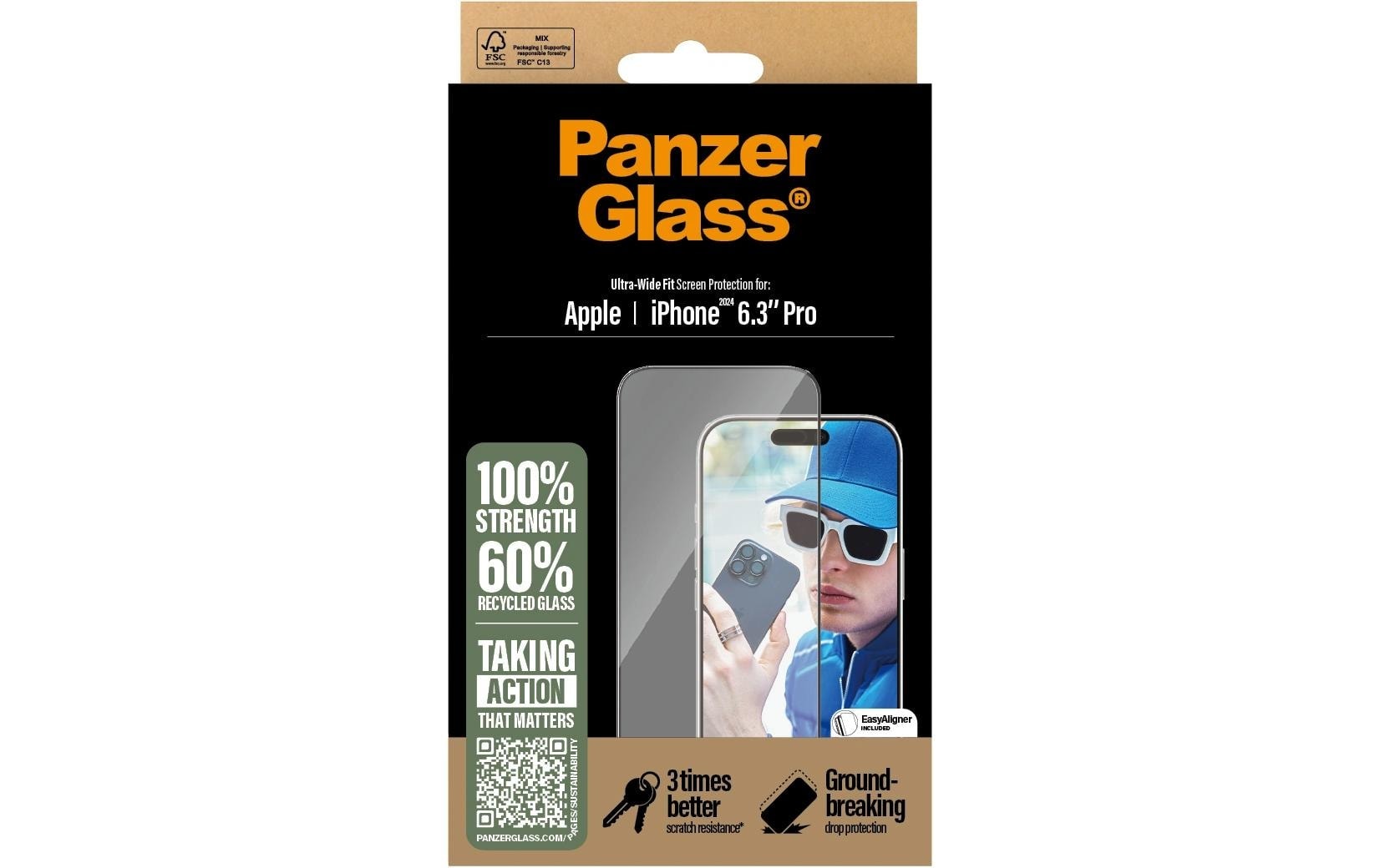 PanzerGlass Verre de protection d'écran »Ultra Wide Fit iPhone 16 Pro« für iPhone 16 Pro 1 cuis tlg.