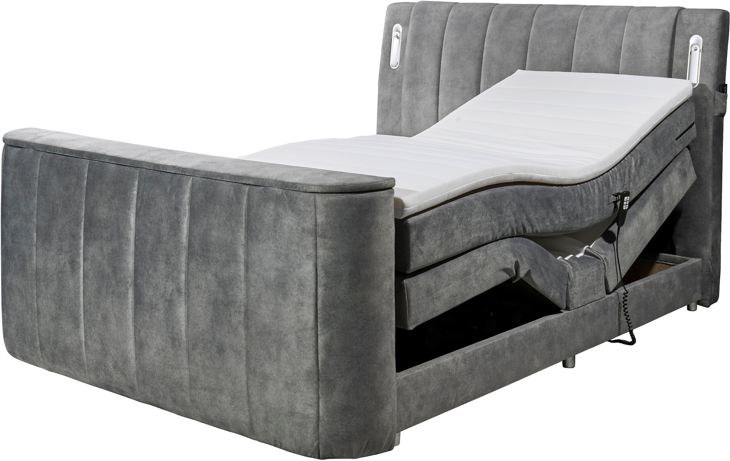 ED EXCITING DESIGN Boxspringbett »Dallas« 6 Stk. tlg. inkl. Topper, LED-Beleuchtung, motorisierter TV Halterung und Motor