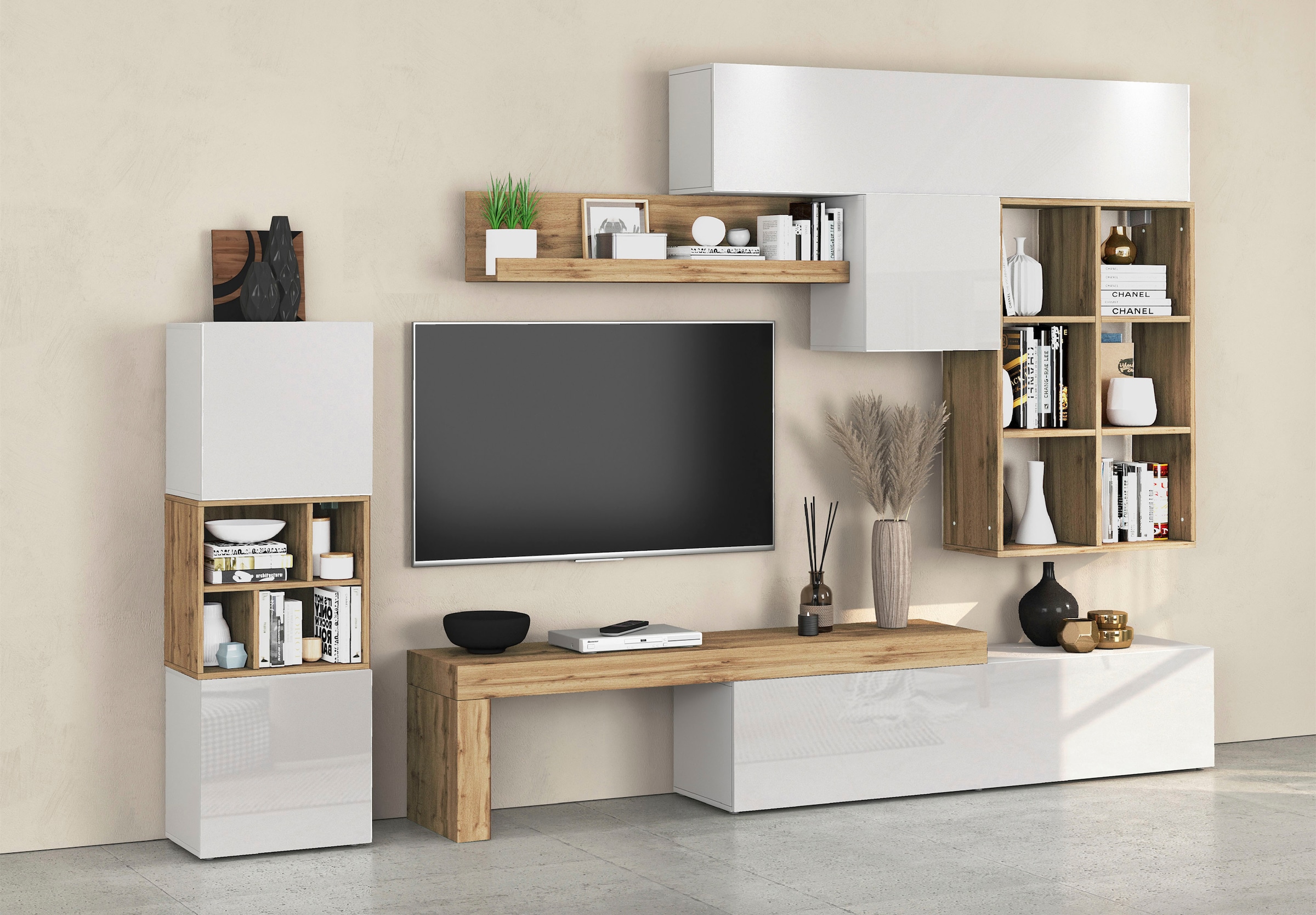 GOODproduct Wohnwand »Chronos Wohnwand, Medienwand, 8-er set« 8 Stk. tlg.