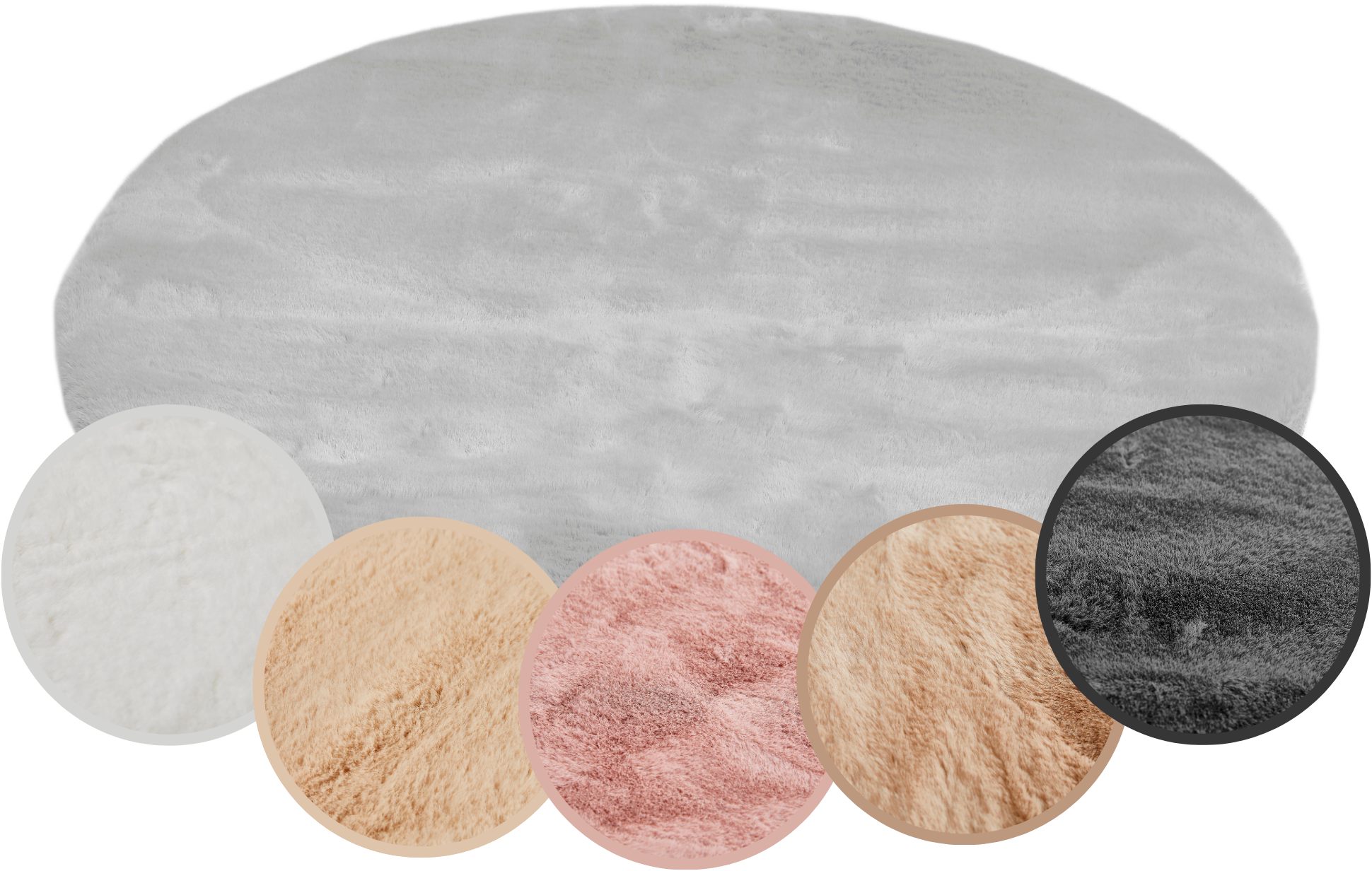 my home Hochflor-Teppich »Lugano« rund 30 mm Höhe Kunstfell, Uni Farben, sehr weich & kuschelig