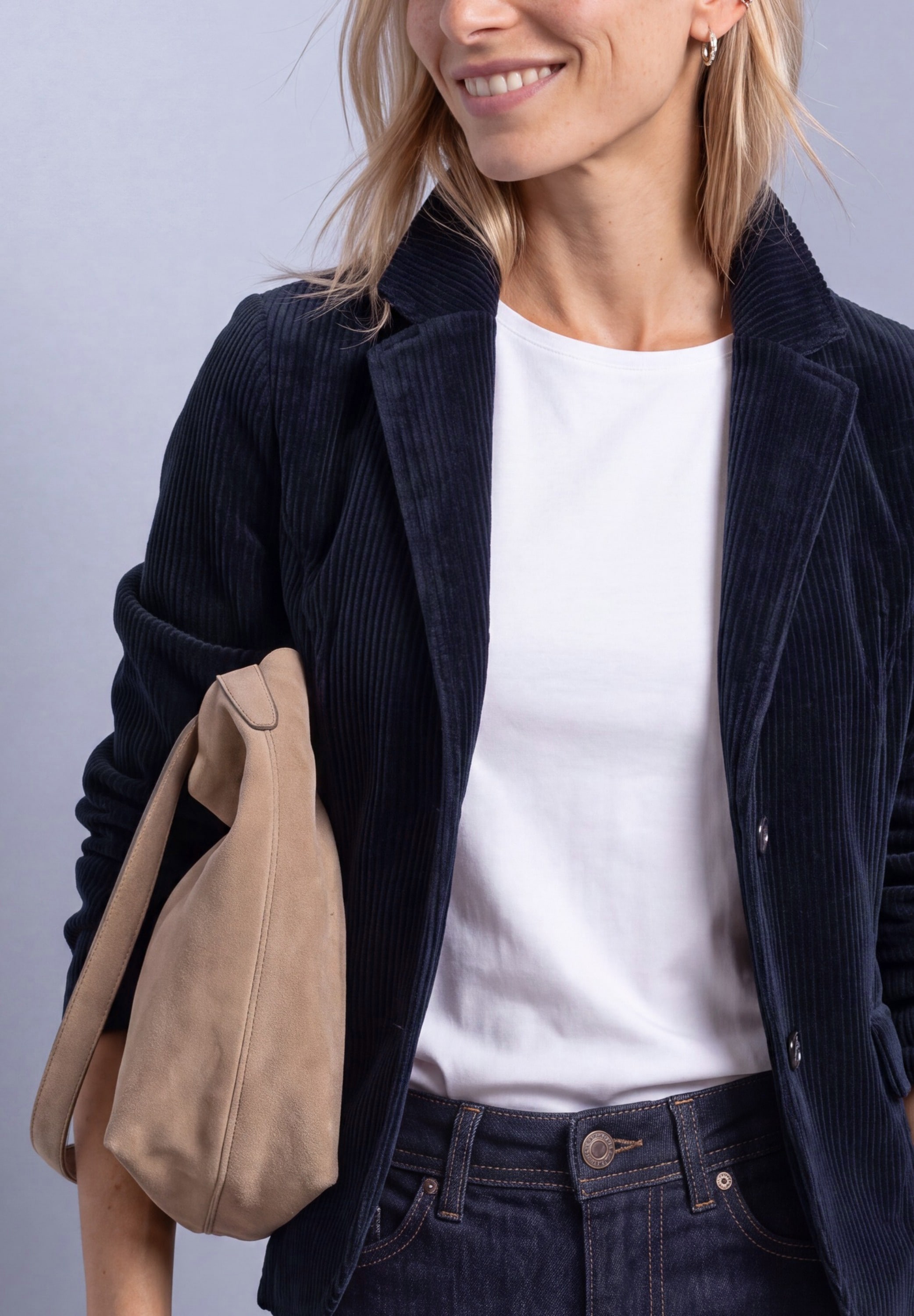 STREET ONE Veste blazer velours côtelé avec col à revers et boutons