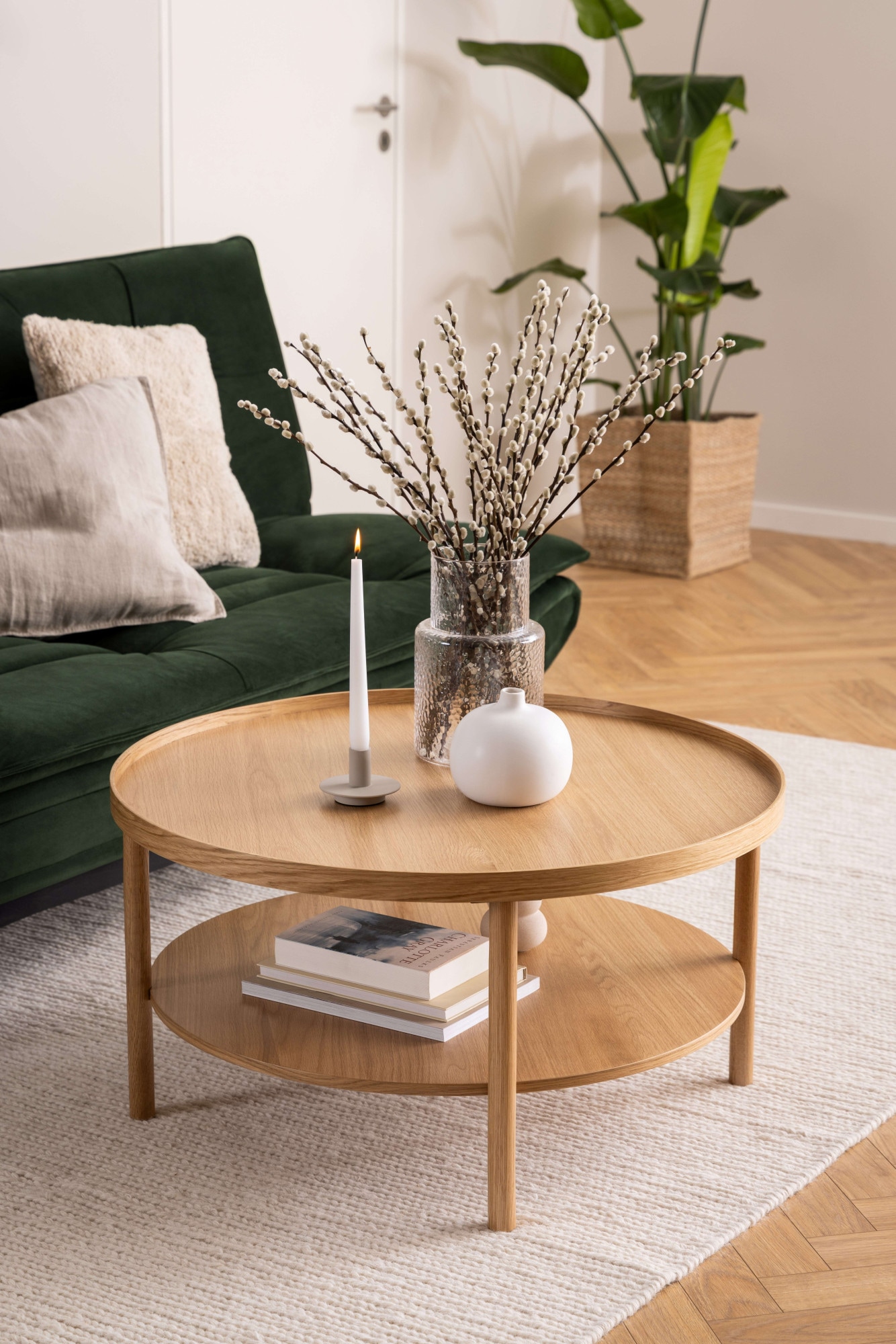 ACTONA GROUP Table basse »Banbury, Sofatisch, Wohnzimmertisch« 80x80x42 cm,  2 niveaux, placage chêne, forme ronde, FSC™