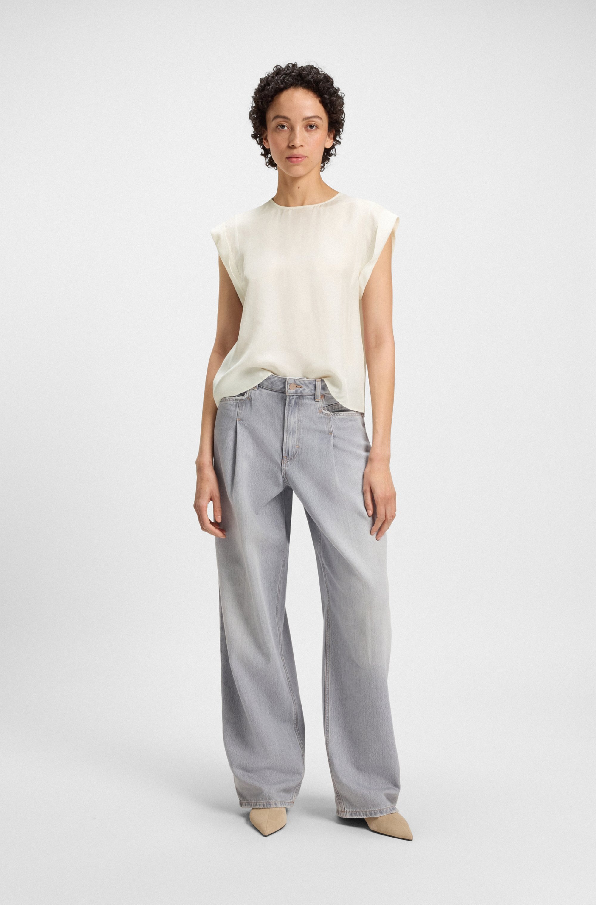 BOSS ORANGE Chemisier à chemise »Irnette Premium Damenmode« mit Ärmelaufschlag