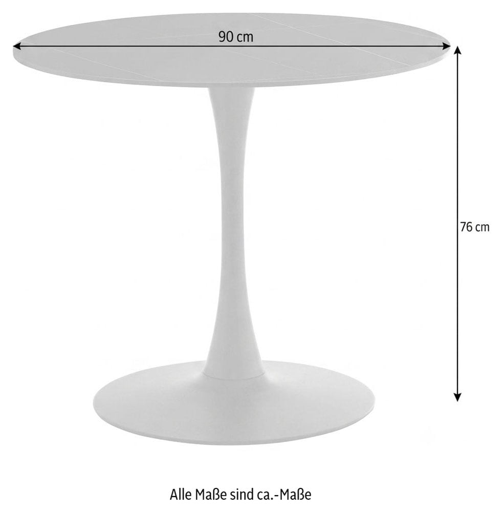 GOODproduct Ensemble de salle à manger »Freya« Ensemble, 4 tlg. Table à manger ronde 90 cm en pierre frittée, cuivre noir avec 3 chaises en velours