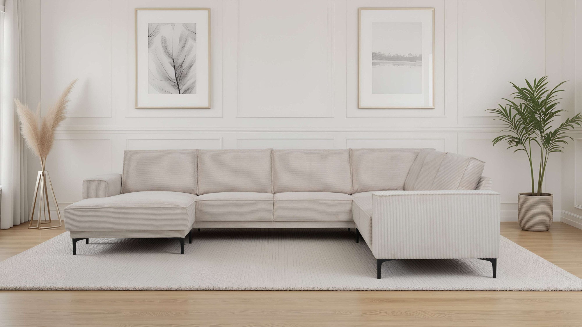 GOODproduct Wohnlandschaft »OLAND Cord U-Form, XXL, B: 342 cm, Skandi-Design« Skandi-Design in Struktur, Flachgewebe, Luxus-Microfaser, Boucle