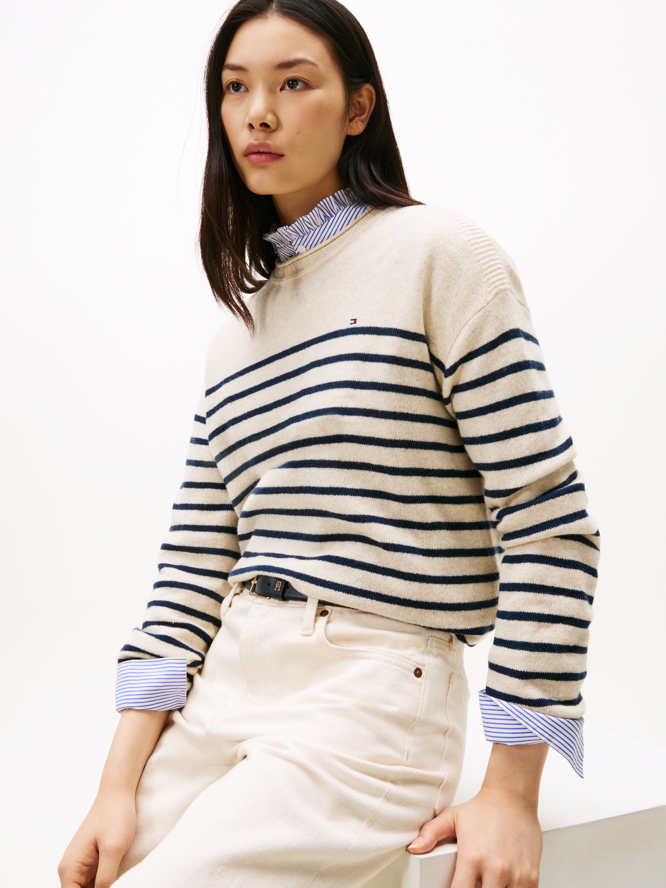 Tommy Hilfiger Pull en tricot »SOFT WOOL RLXD C-NK LS SWT« aus reiner Wolle