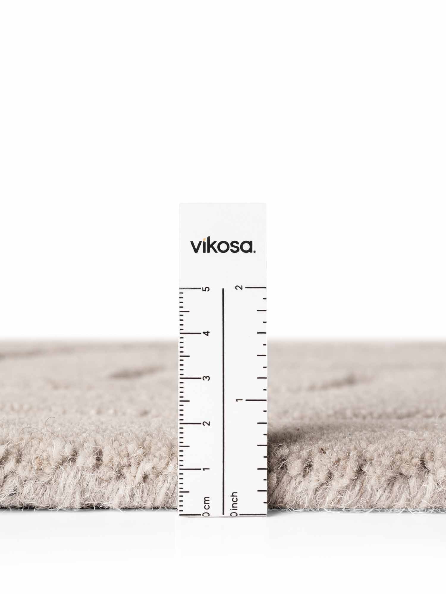 vikosa Tapis en laine »Arcura« Rond 15 mm Höhe Laine fait main, effet relief, design géométrique en lignes ondulées