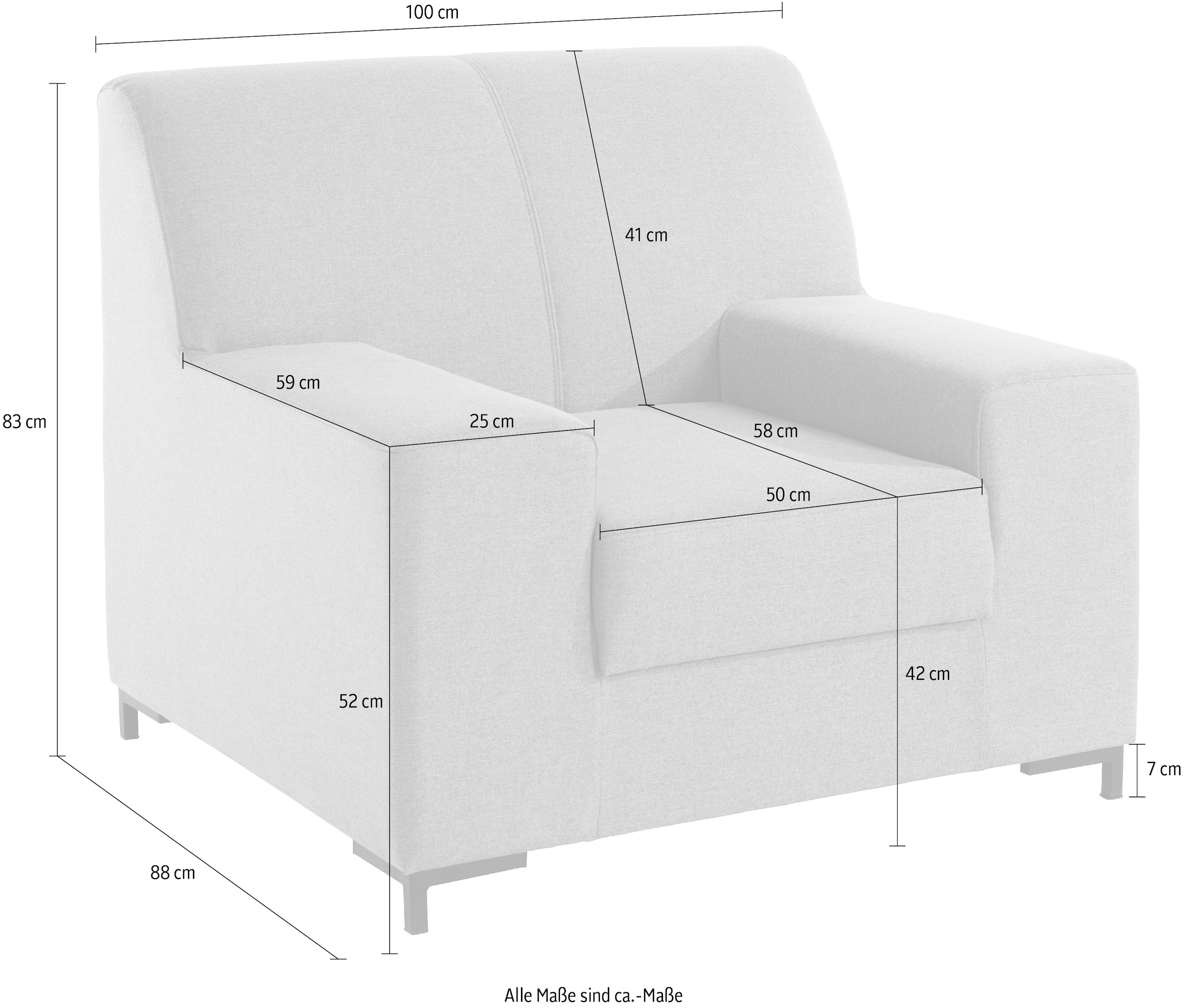 DOMO collection Sessel »Ledas kubisch und komfortabel, flache Armlehnen, eleganter Fuss,« in vielen Farben erhältlich