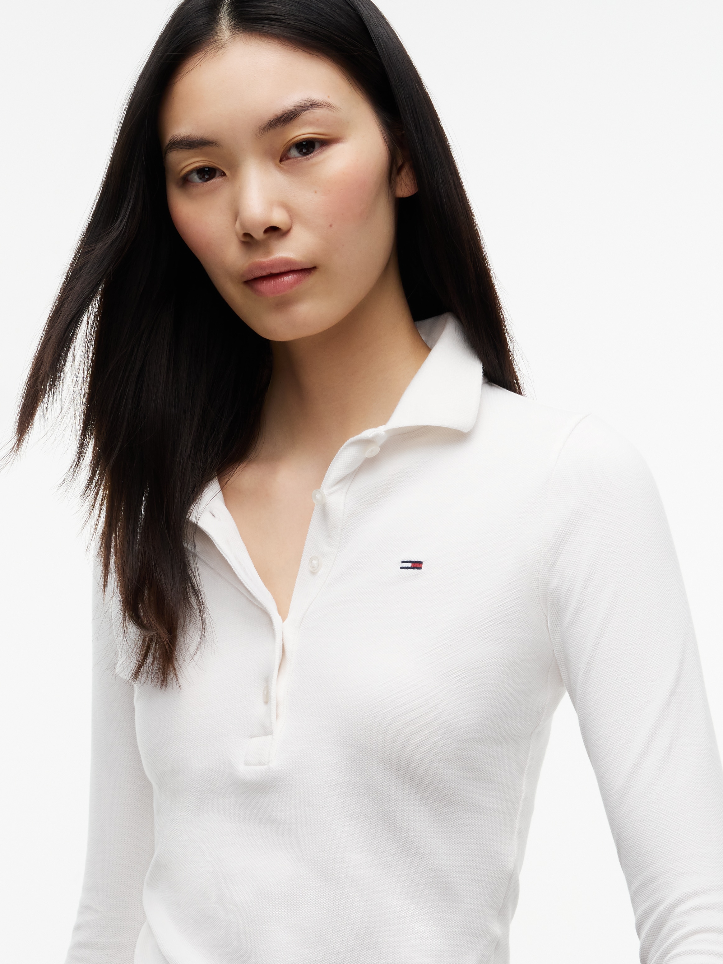 Tommy Jeans Langarm-Poloshirt »TJW SLIM ESSENTIAL LS POLO« Baumwollmischung, slim fit