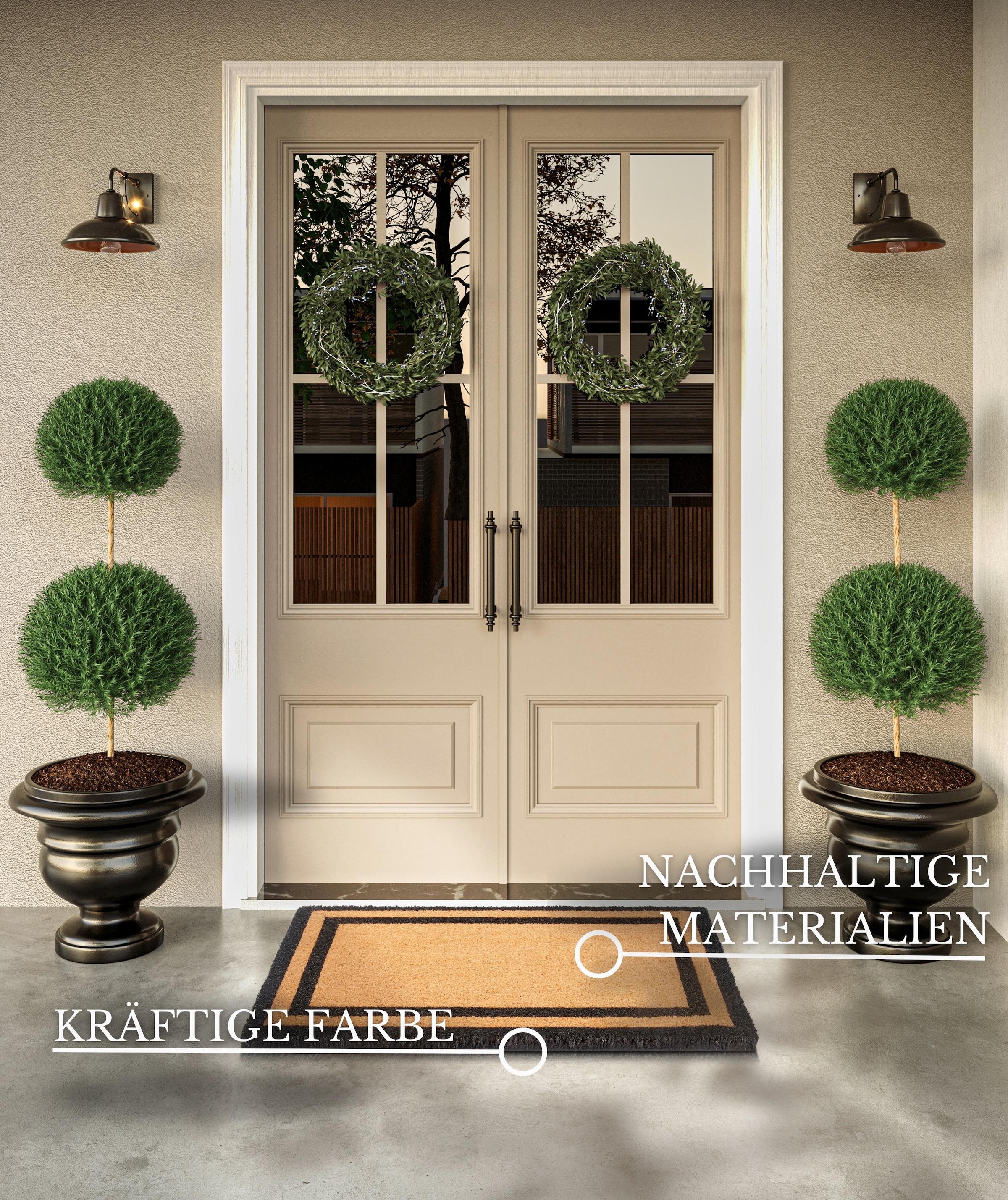 Villeroy & Boch Fussmatte »Claude, Türmatte« rechteckig 23 mm Höhe Robust, Innen, Aussen, Schmutzabtreter, Wetterfest, Natur, Kokos