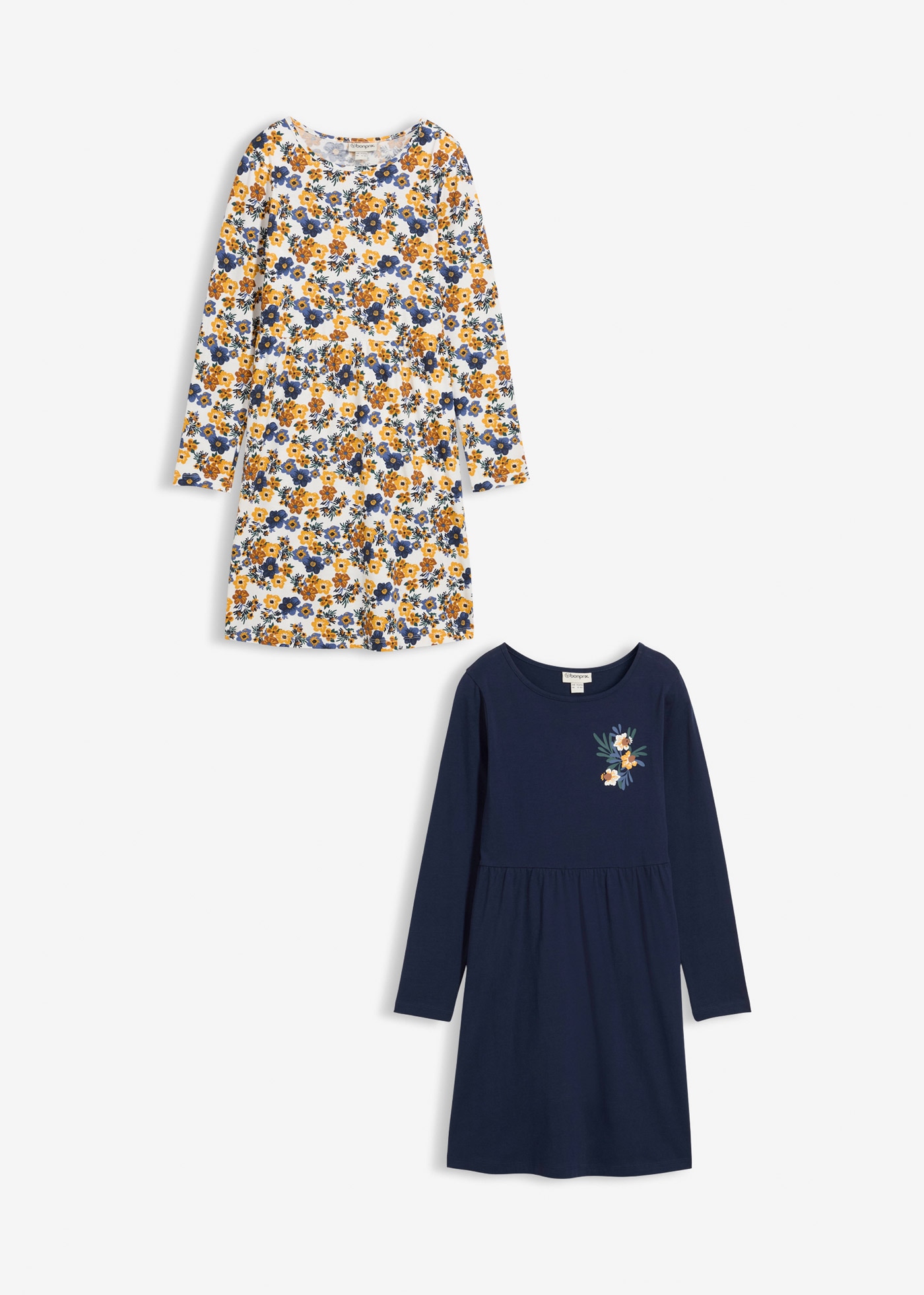 bonprix Robe en jersey »Jerseykleid (2er Pack) aus reiner Baumwolle« Packung, 2, 2 cuis tlg. Jerseykleid (2er Pack) aus reiner Baumwolle