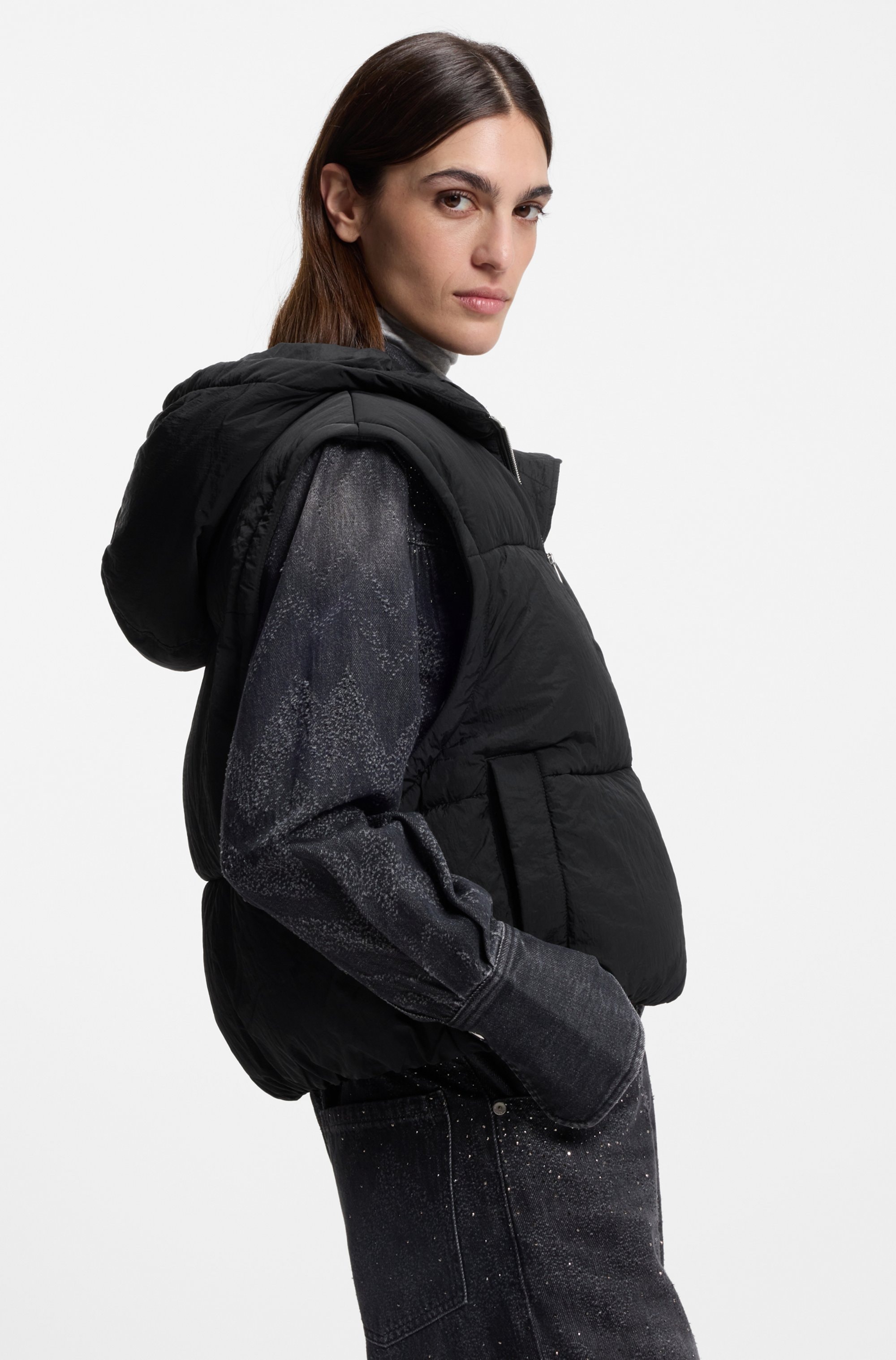 BOSS ORANGE Veste matelassée »Polala Premium Damenmode« 2 cuis tlg. mit Kapuze mit abnehmbaren Ärmeln und Schal