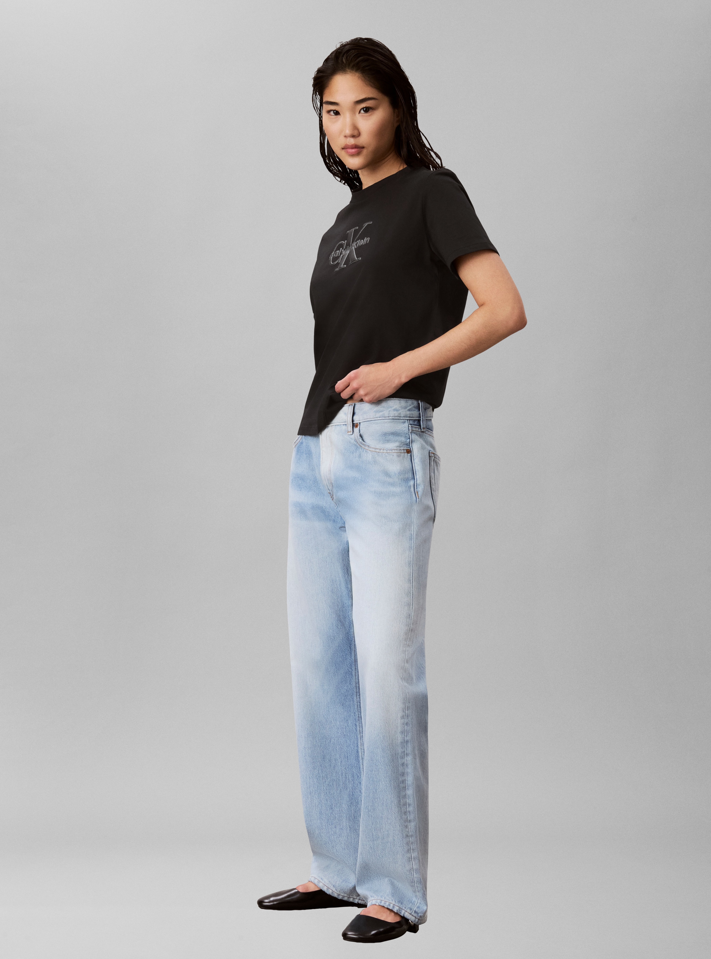 Calvin Klein Jeans T-shirt Logo pailleté, coupe régulière, col rond
