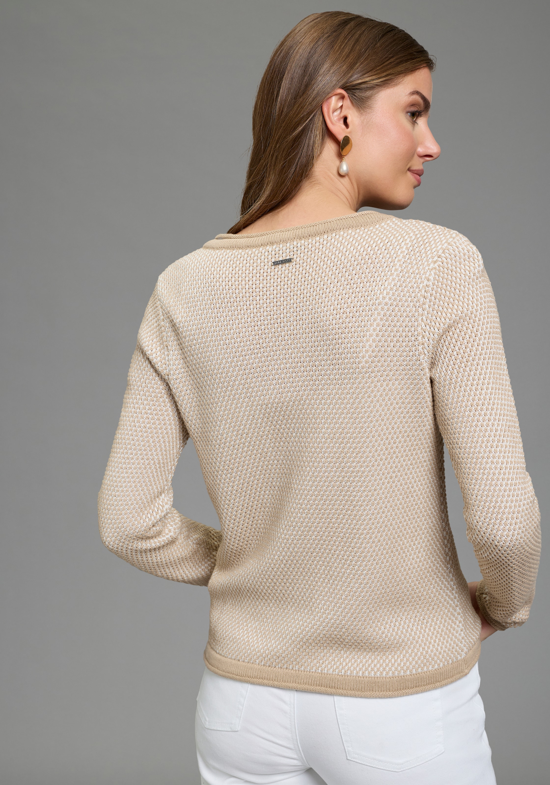 Laura Scott Veste en tricot leichter Übergangsstrick mit moderner Struktur und Knopfleiste