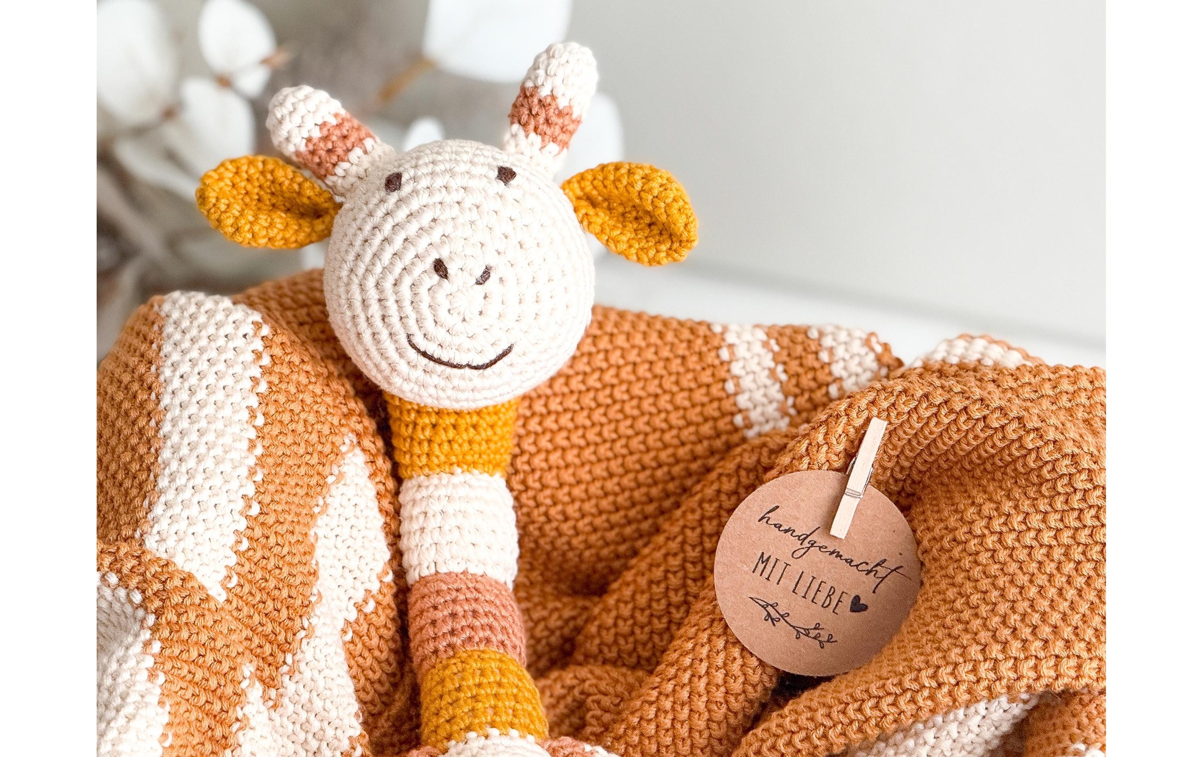   Set cadeau pour nouveau-né »Welcomebabybox Leni – Decke & Giraffe« 2 cuis Kuschelige 2-teilige Geschenkbox für Babys