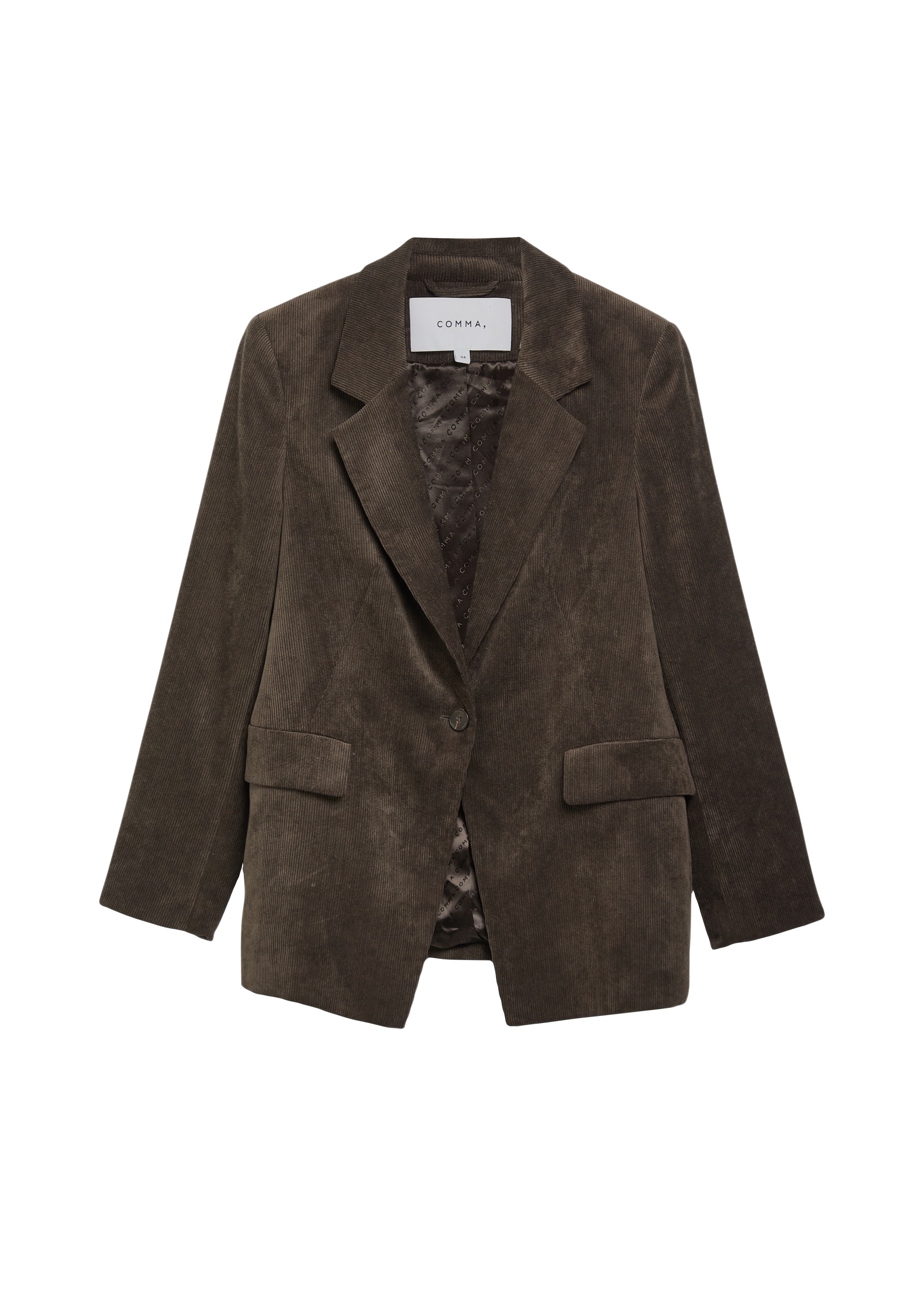 Comma Veste blazer Blazer en velours côtelé, poches à rabat, avec élasthanne
