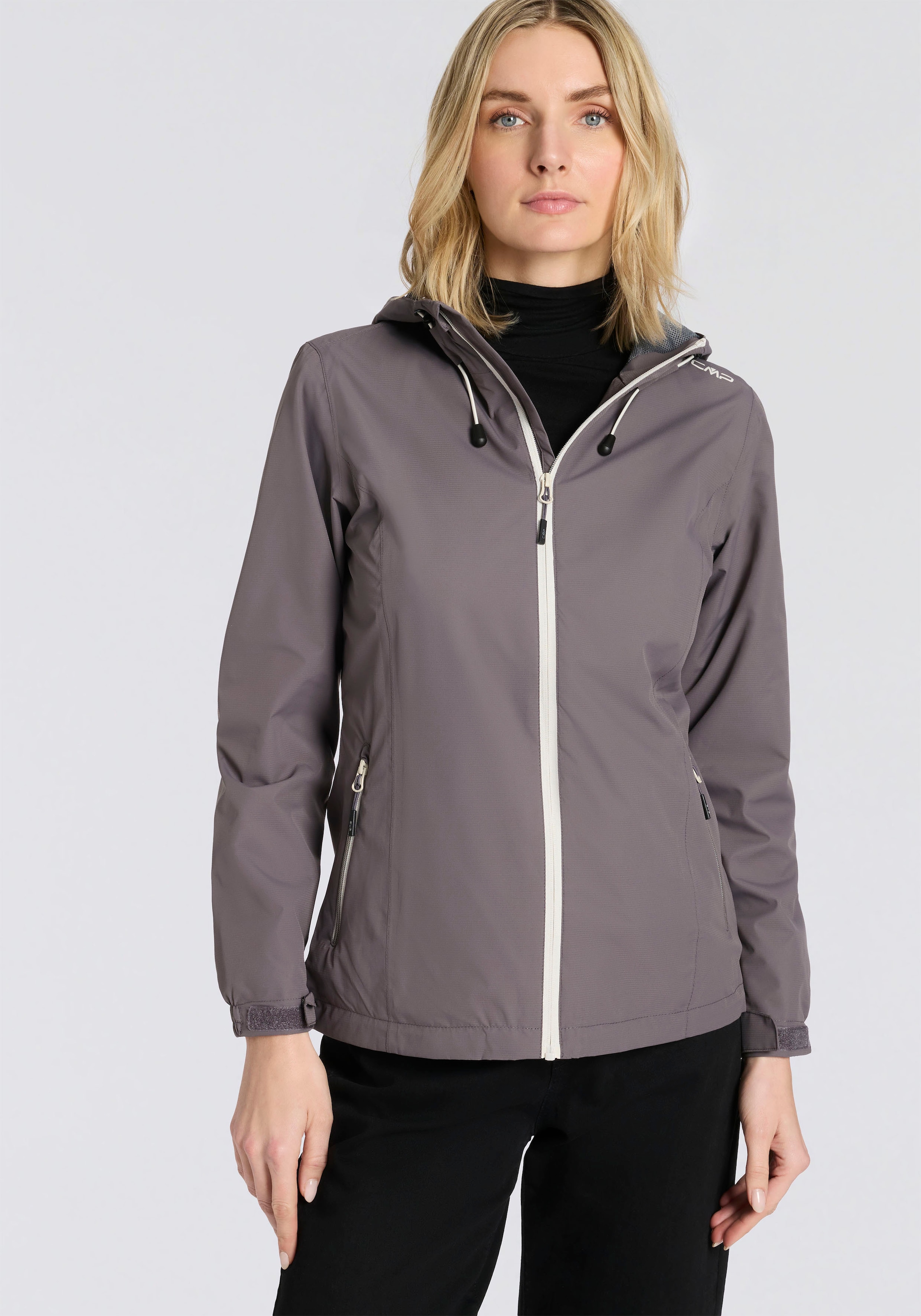 CMP Regenjacke »WOMAN JACKET FIXED HOOD« mit Kapuze mit Kapuze, wasserdicht, winddicht, atmungsaktiv, schnell trocknend