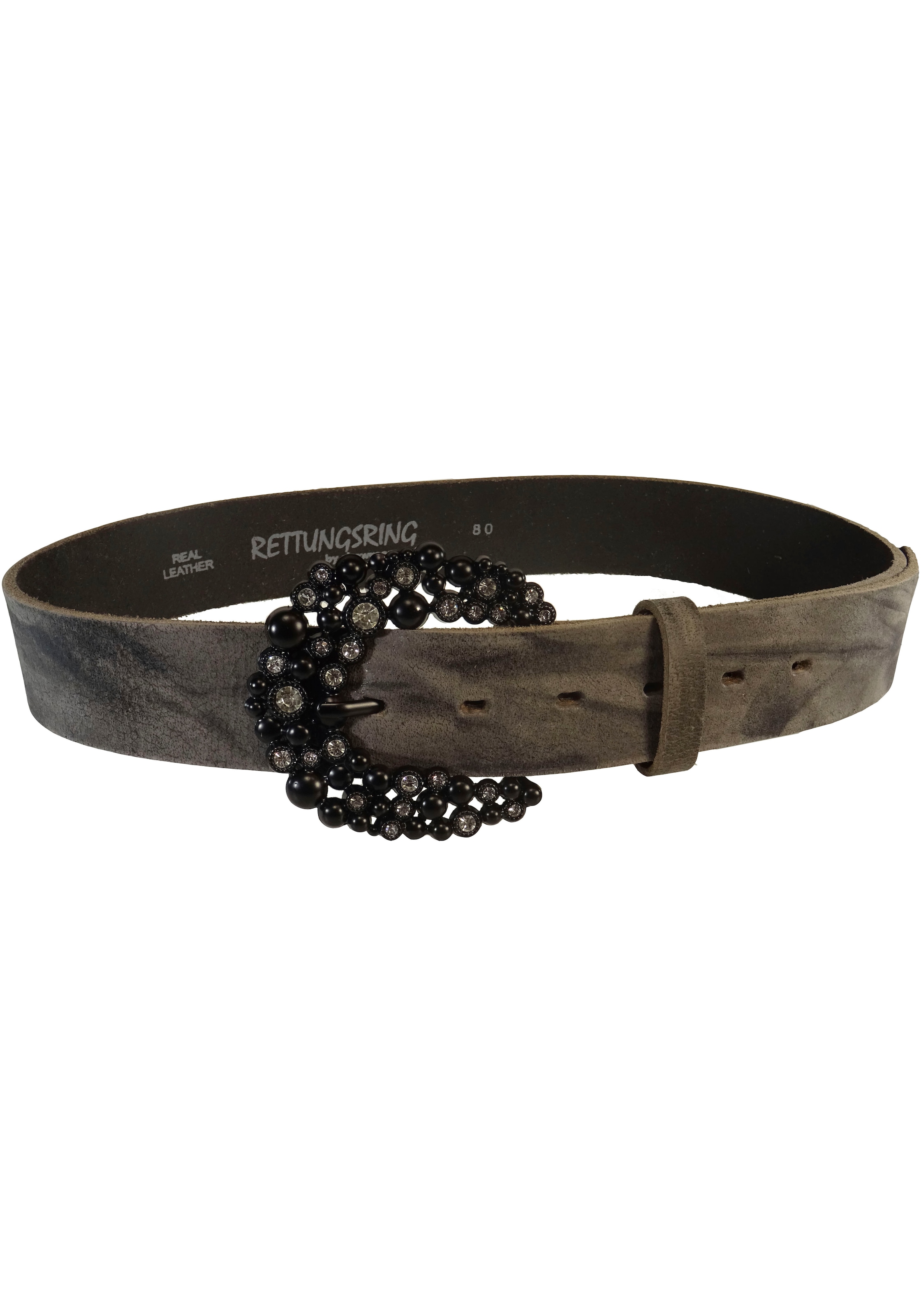 RETTUNGSRING by showroom 019° Ceinture en cuir mit austauschbarer Schliesse »Strass Dorn Schwarz«