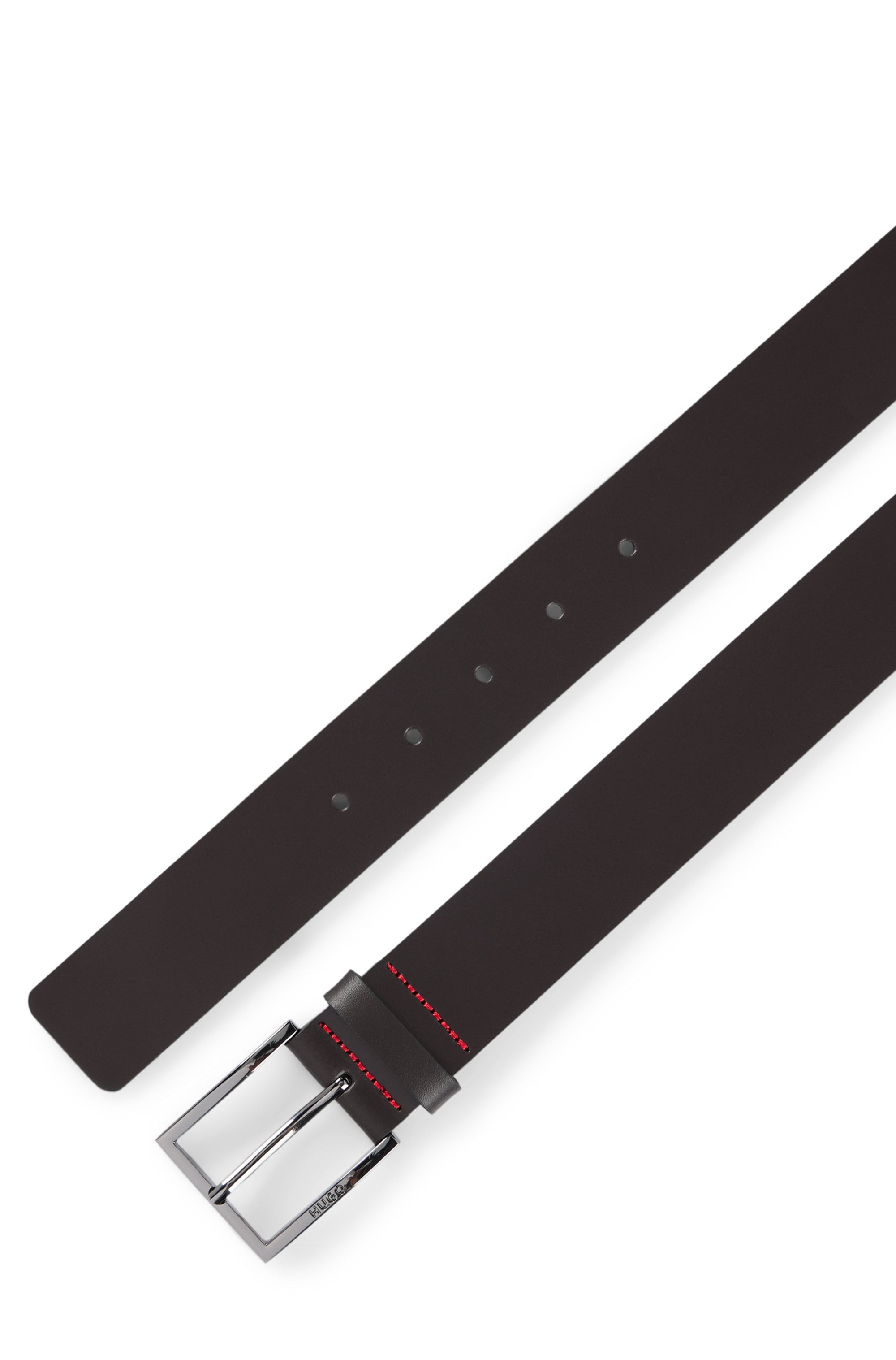 HUGO Ceinture en cuir »Geek_Sz35« mit kontrastfarbenen Nähten und dezenter Metallschliesse