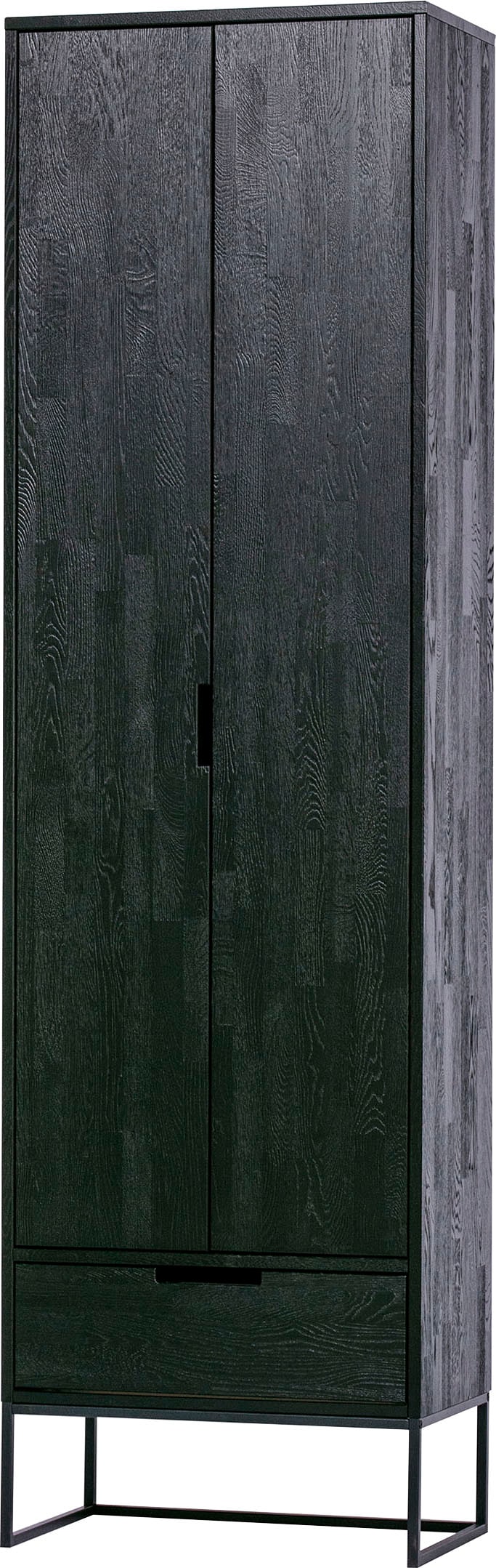 WOOOD Armoire multi-usages »Silas FSC®-Eschenholz massiv mit Metallgestell H 210 x B 60 x T 36 cm« Surface laquée de protection, capacité de charge 15 kg par étagère, facile d'entretien