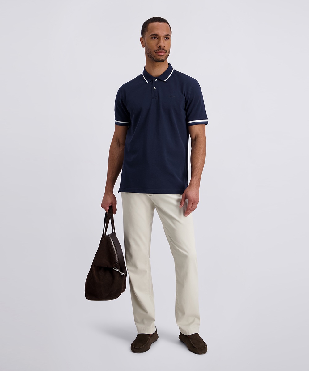 Pierre Cardin Poloshirt »Poloshirt uni piquee kontrast« mit Logo Schriftzug