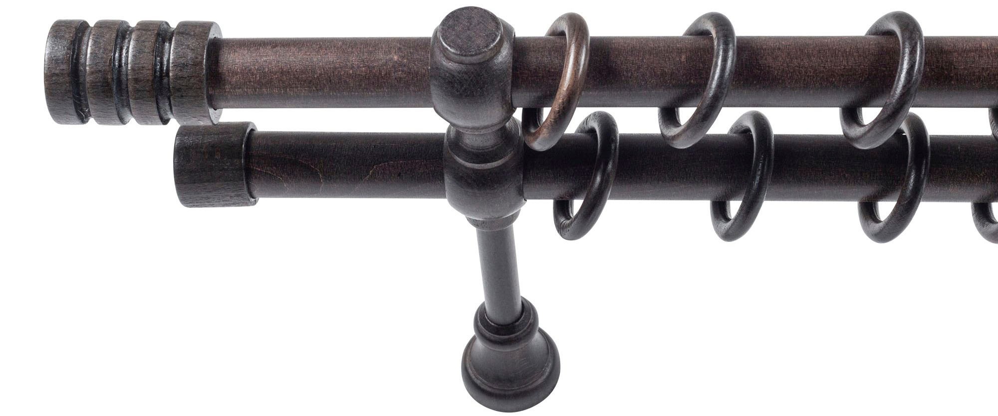 SN DECO GROUP Gardinenstange »Pisa« 2 läufig-läufig Fixmass 28 mm, Holz, verschiedene Längen und Farben, Komplettset